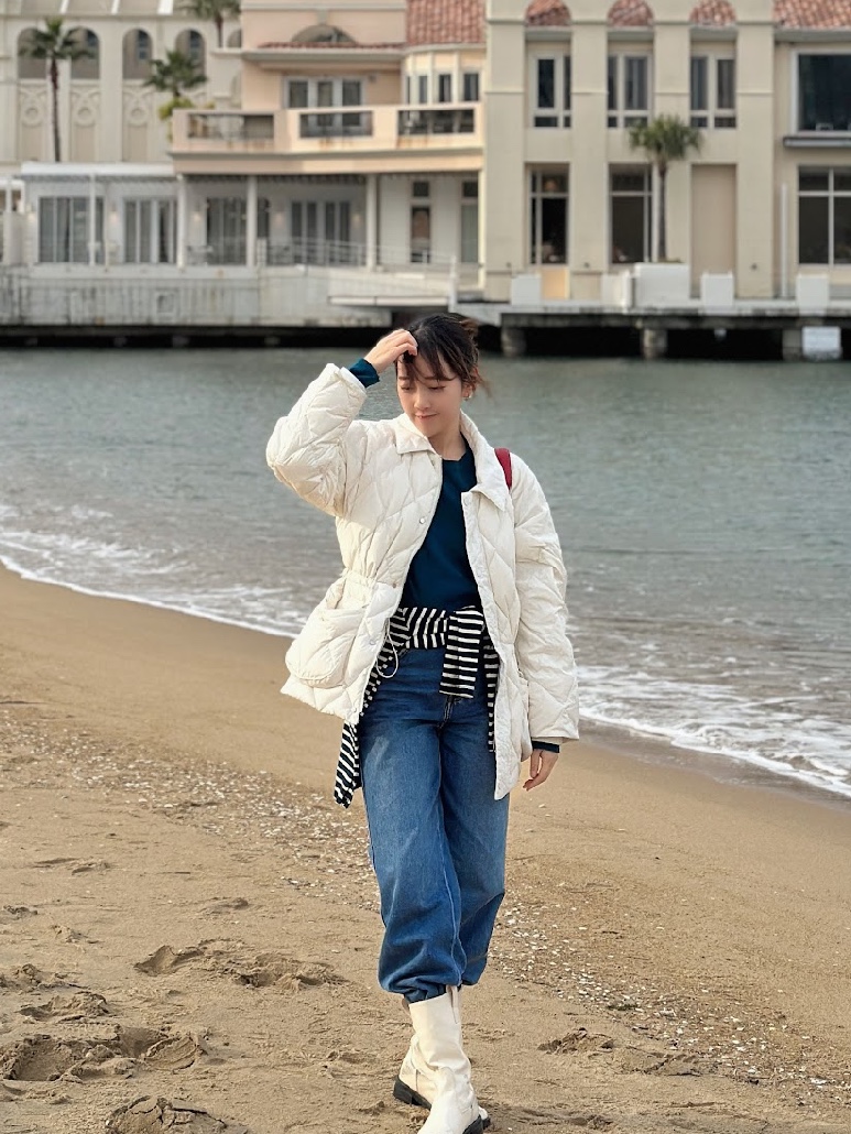 Siyazu SIOT4127 Duck Down Quilting Hunting Jacket Ivory 착용 스타일 - 1