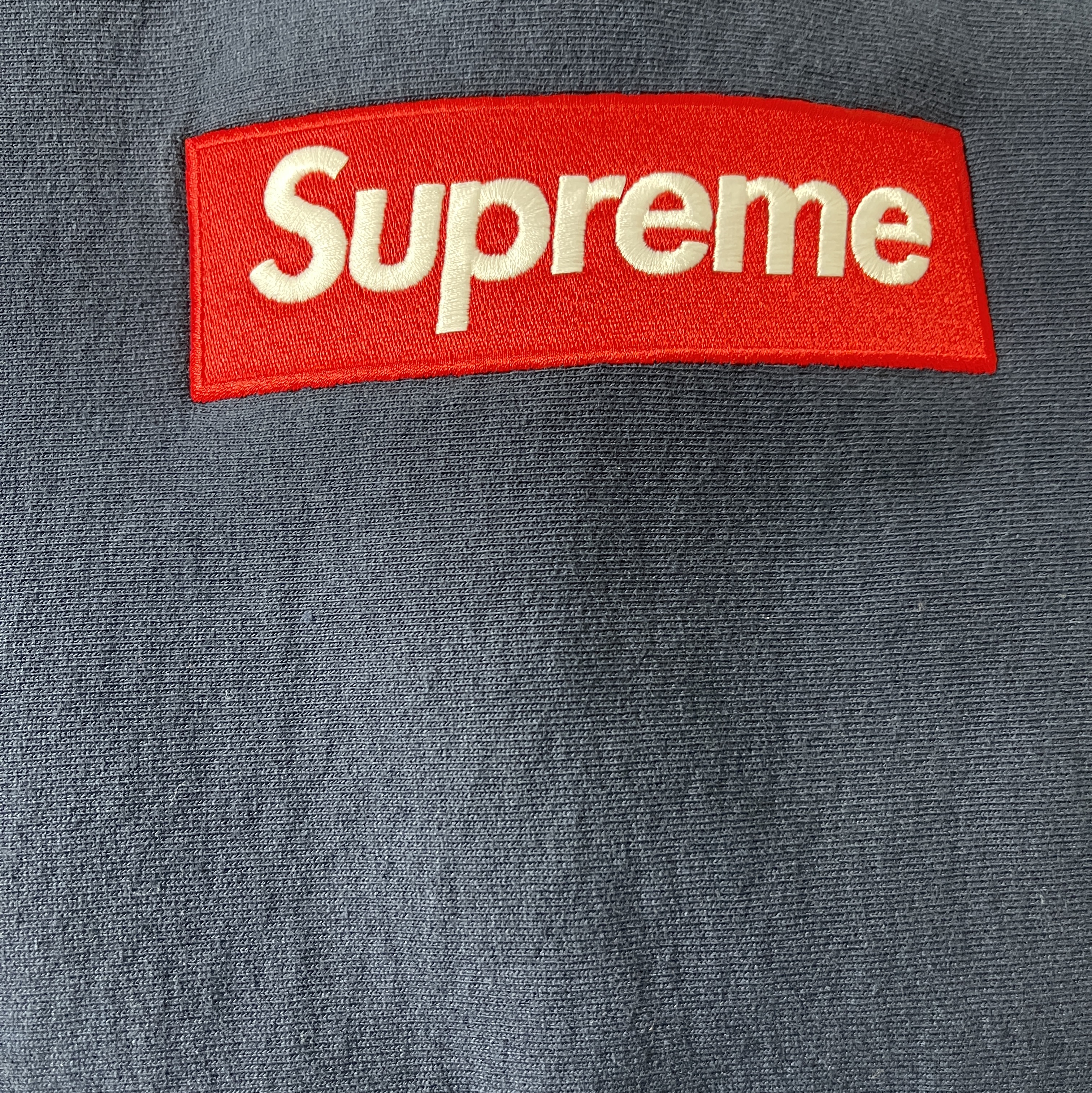 Supreme Box Logo Hooded Sweatshirt Navy - 24FW 착용 스타일 - 1