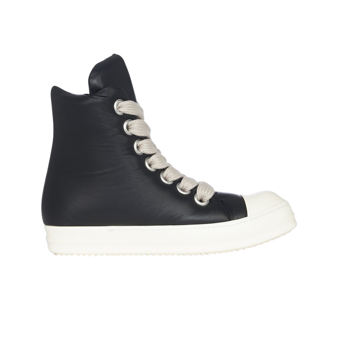 RU01E5892LLPPW2-911 Rick Owens Hollywood Jumbolace Sneakers in Peached Lambskin Black Milk