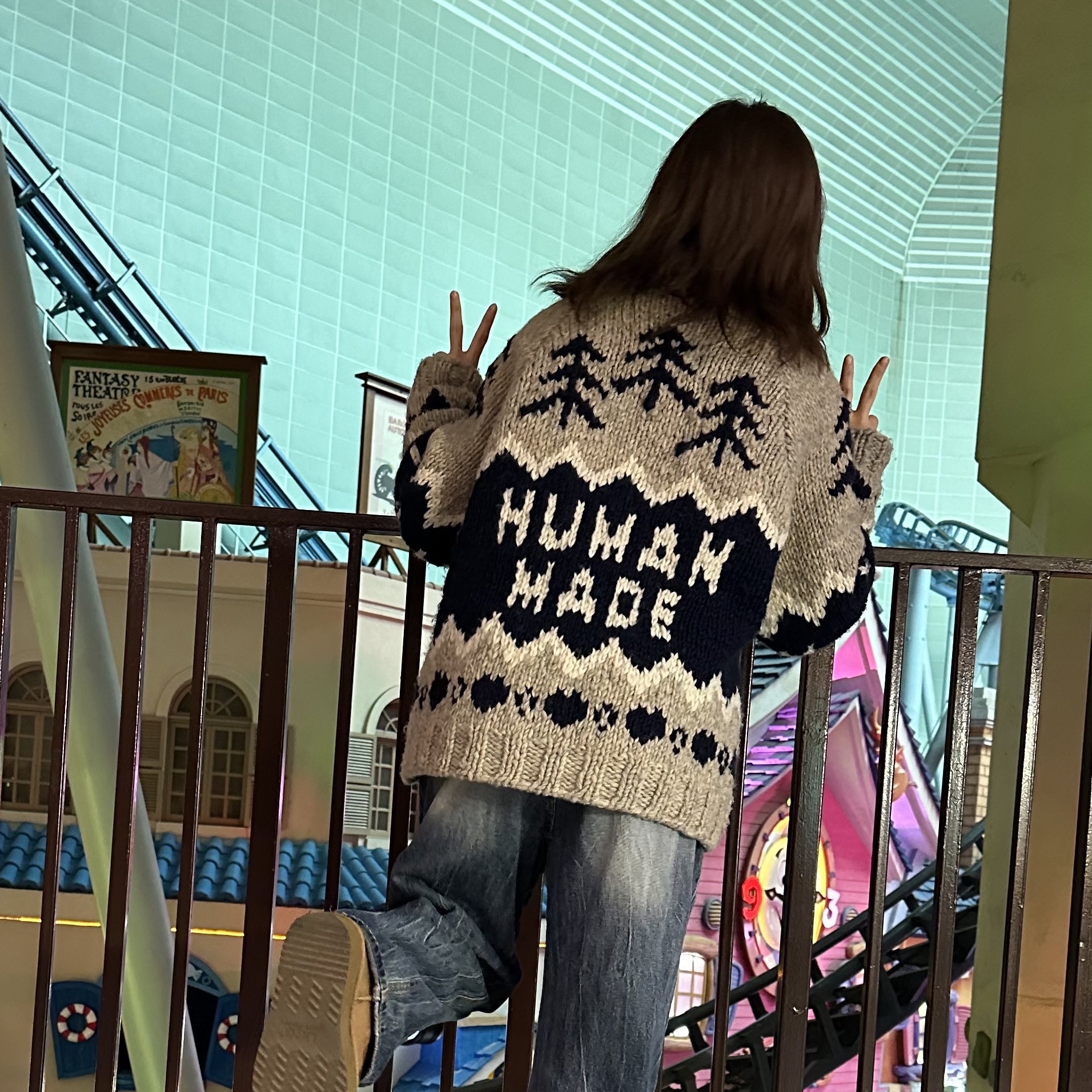 Human Made Polar Bear Cowichian Beige 착용 스타일 - 2