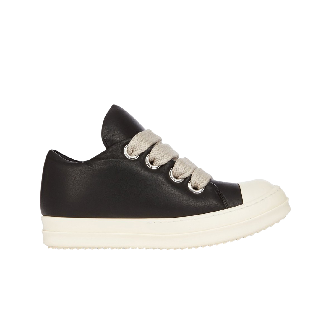 릭 오웬스 할리우드 점보레이스 로우 스니커즈 피치드 램스킨 블랙 밀크