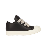Rick Owens Hollywood Jumbolace Low Sneakers in Peached Lambskin Black Milk