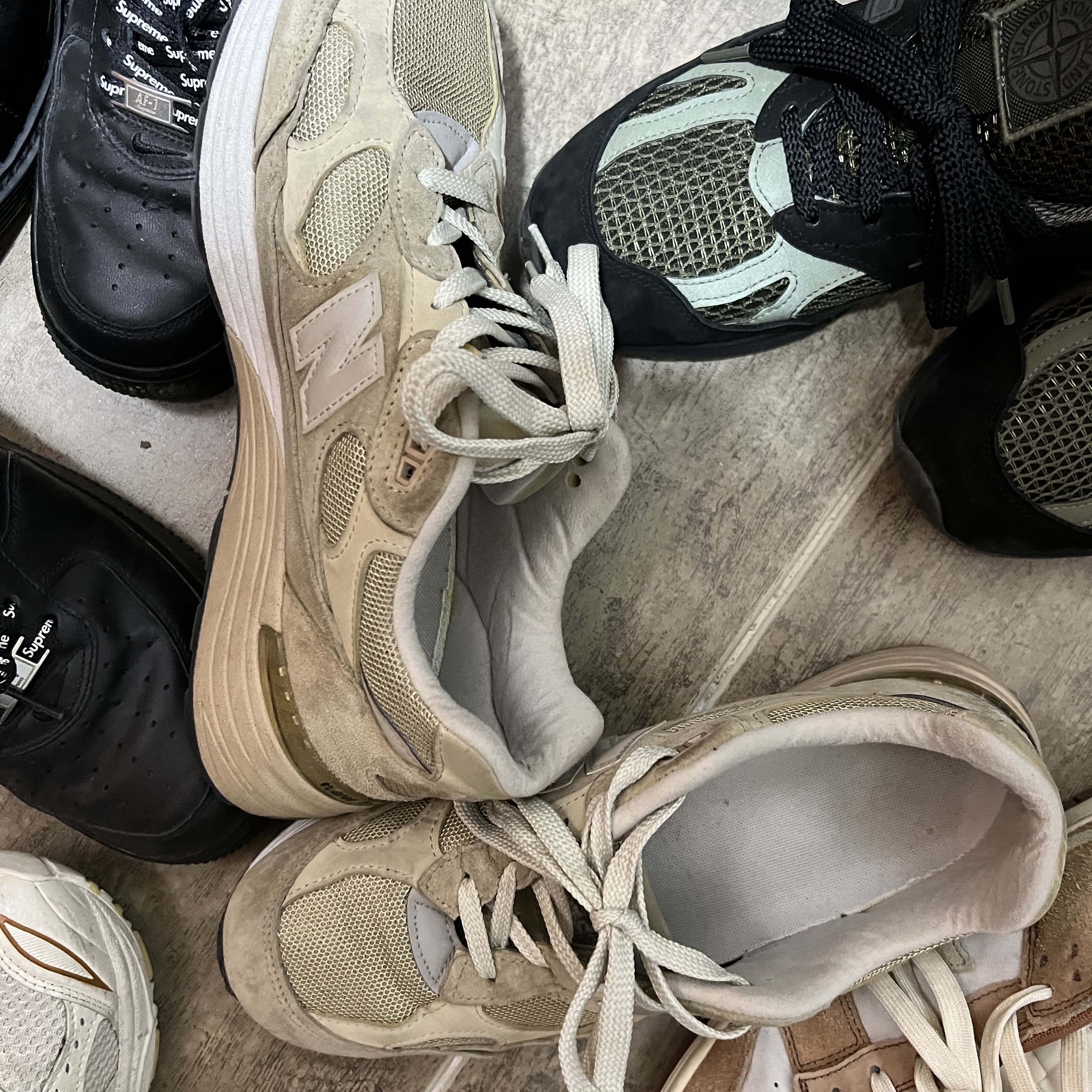 New Balance 992 Made in USA Tan 착용 스타일