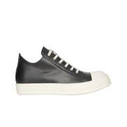 Rick Owens Hollywood Low Sneakers in Full Grain Calf Leather Black Milk