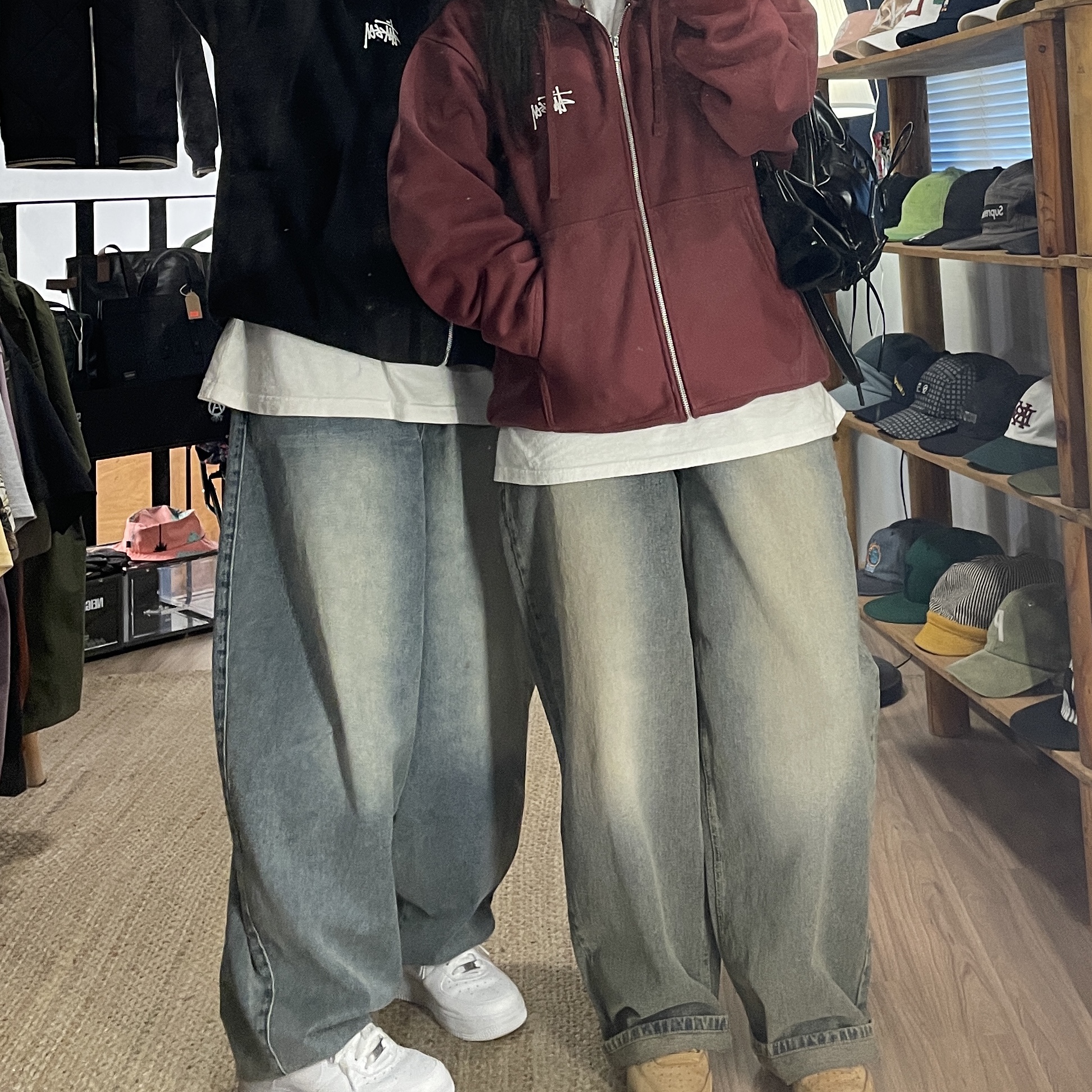 Stussy Basic Stussy Zip Hoodie Oxblood 2024 착용 스타일