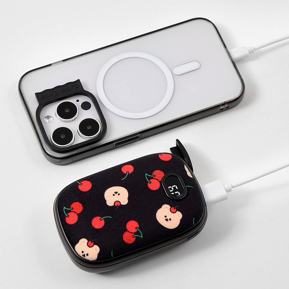 어프어프 체리 코비 블랙 손난로 보조배터리(earpearp Cherry Covy Black Hand Warmer Power Bank) - 3