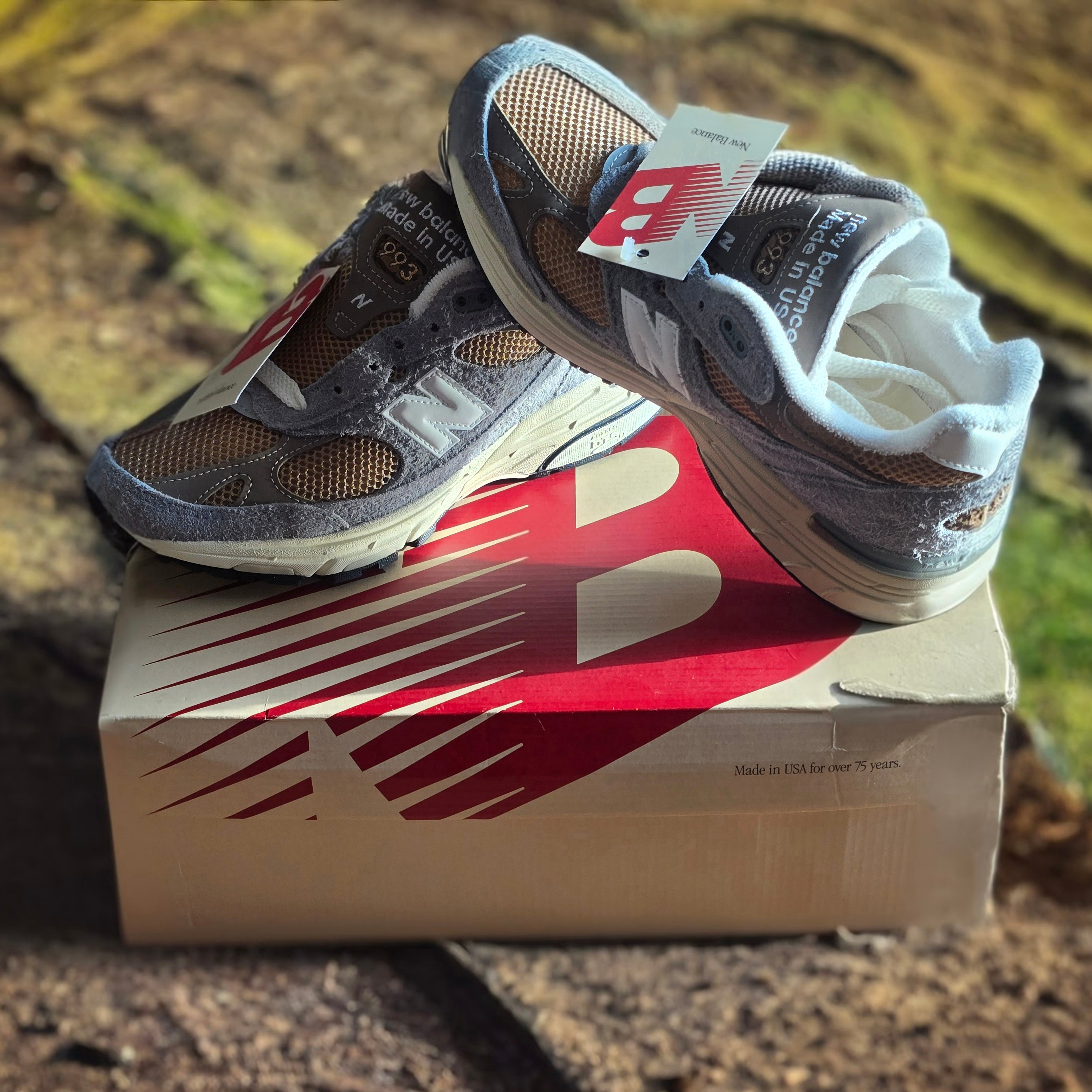 New Balance 993 Made in USA Shadow Grey Driftwood 착용 스타일