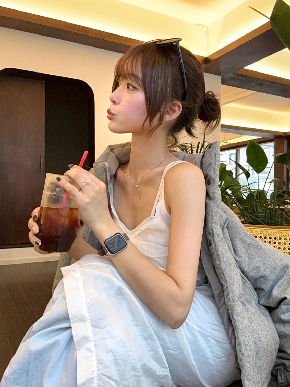 Siyazu SIOT4010 Woolen Duckdown Crop PD Melange gray 착용 스타일 - 4