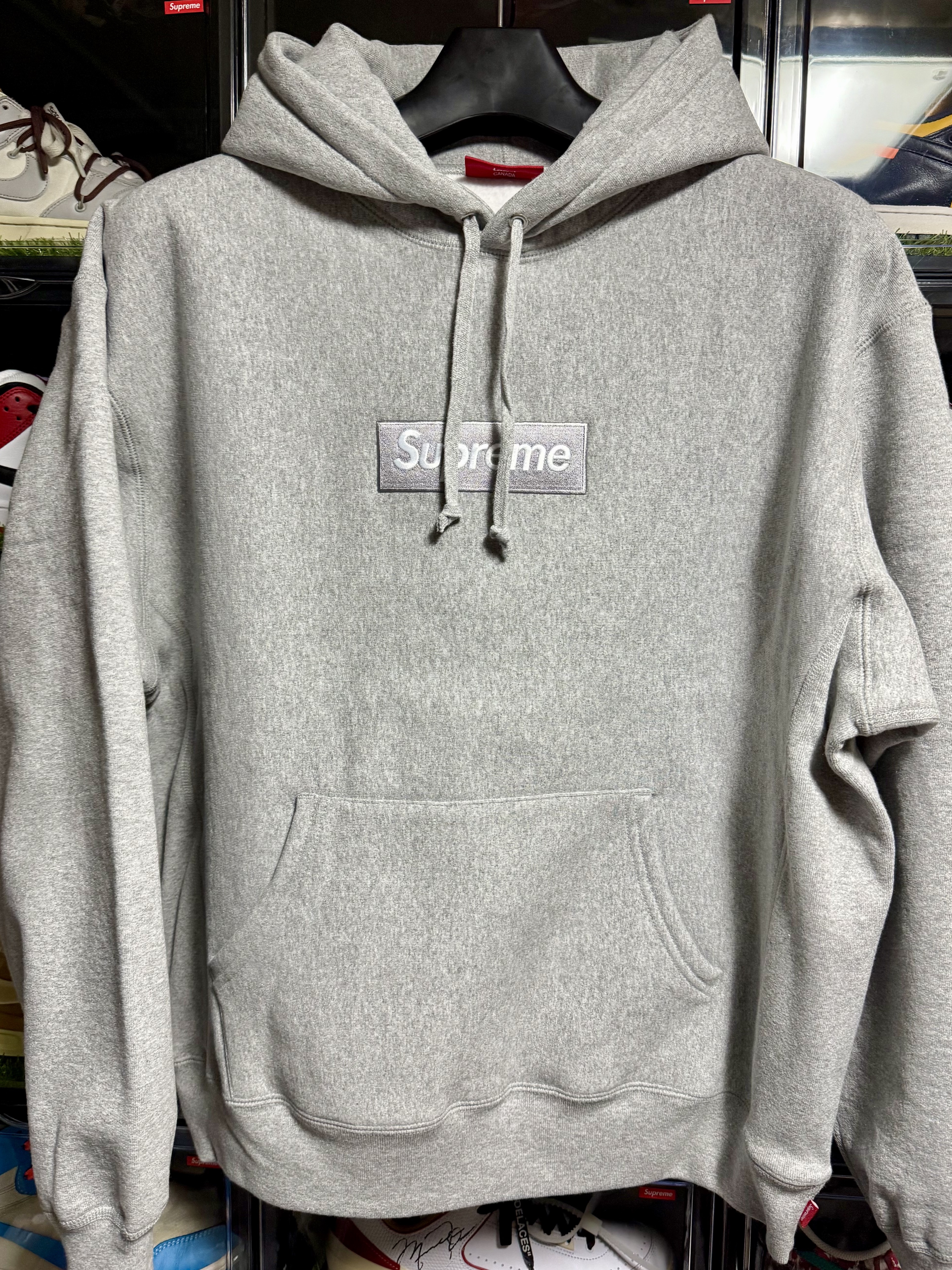 Supreme Box Logo Hooded Sweatshirt Heather Grey - 24FW 착용 스타일