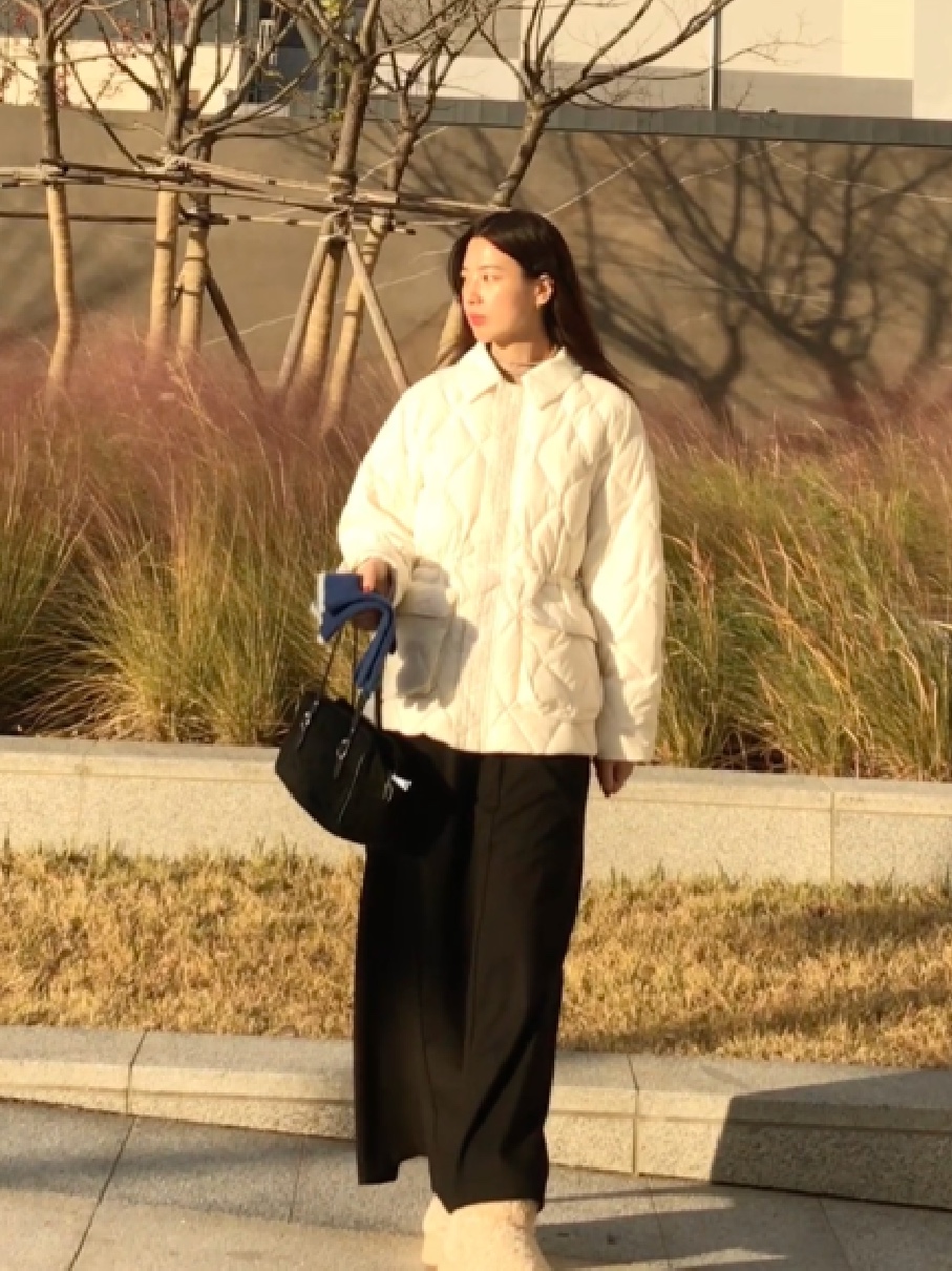 Siyazu SIOT4127 Duck Down Quilting Hunting Jacket Ivory 착용 스타일 - 1
