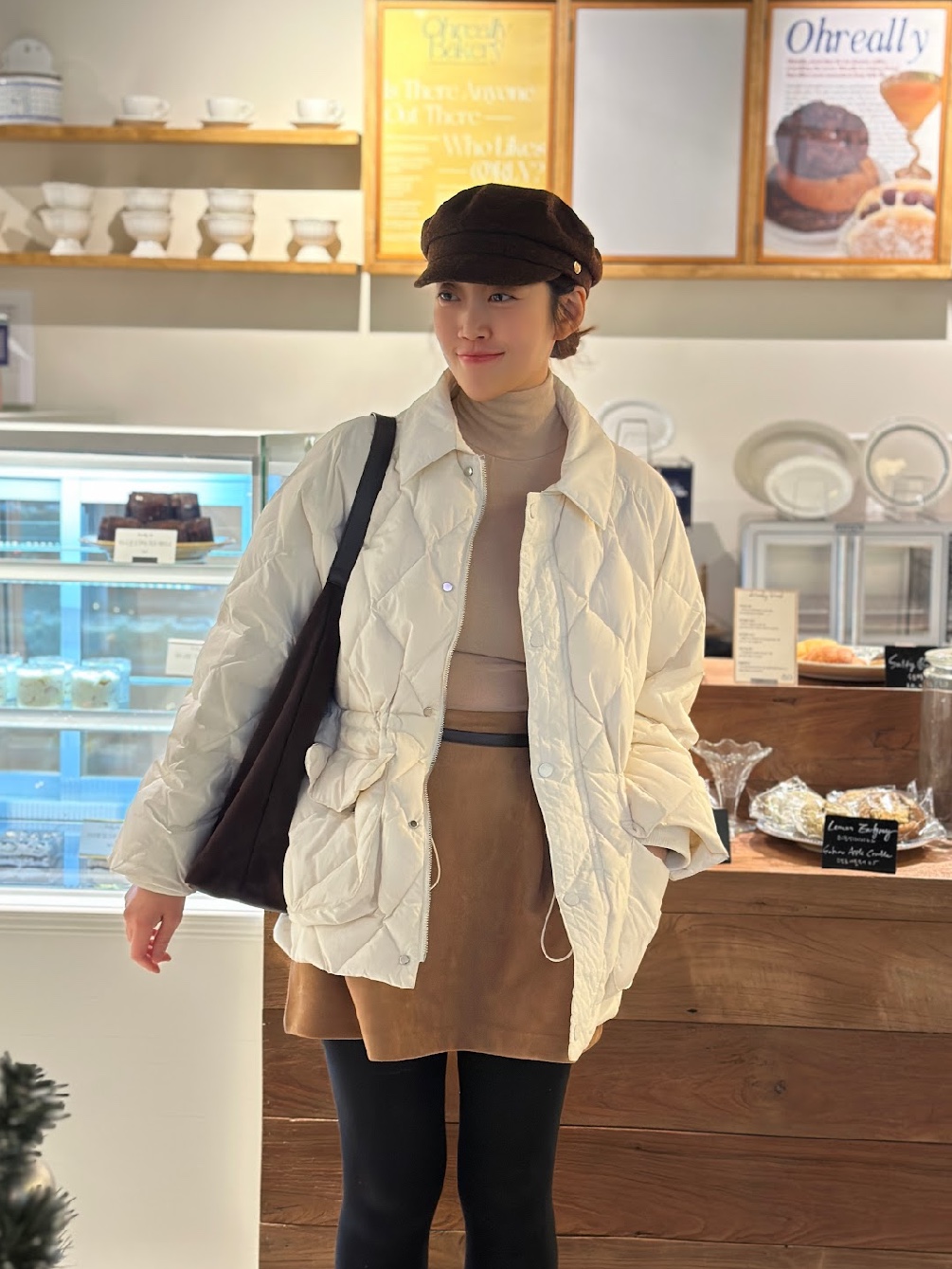 Siyazu SIOT4127 Duck Down Quilting Hunting Jacket Ivory 착용 스타일 - 3