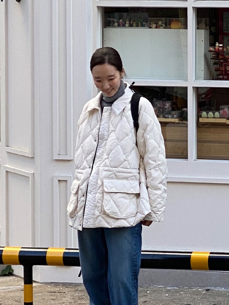 Siyazu SIOT4127 Duck Down Quilting Hunting Jacket Ivory 착용 스타일 - 2
