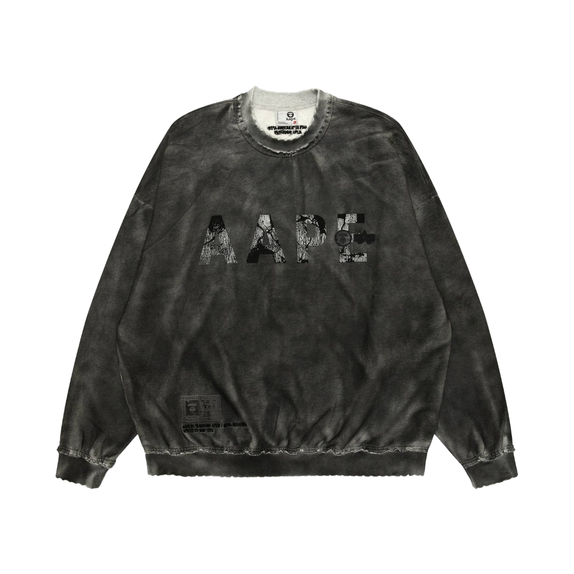 KM5ATSWAP65BK AAPE x Alpha Industries Crewneck Washed Sweatshirt Light Black - 25SS