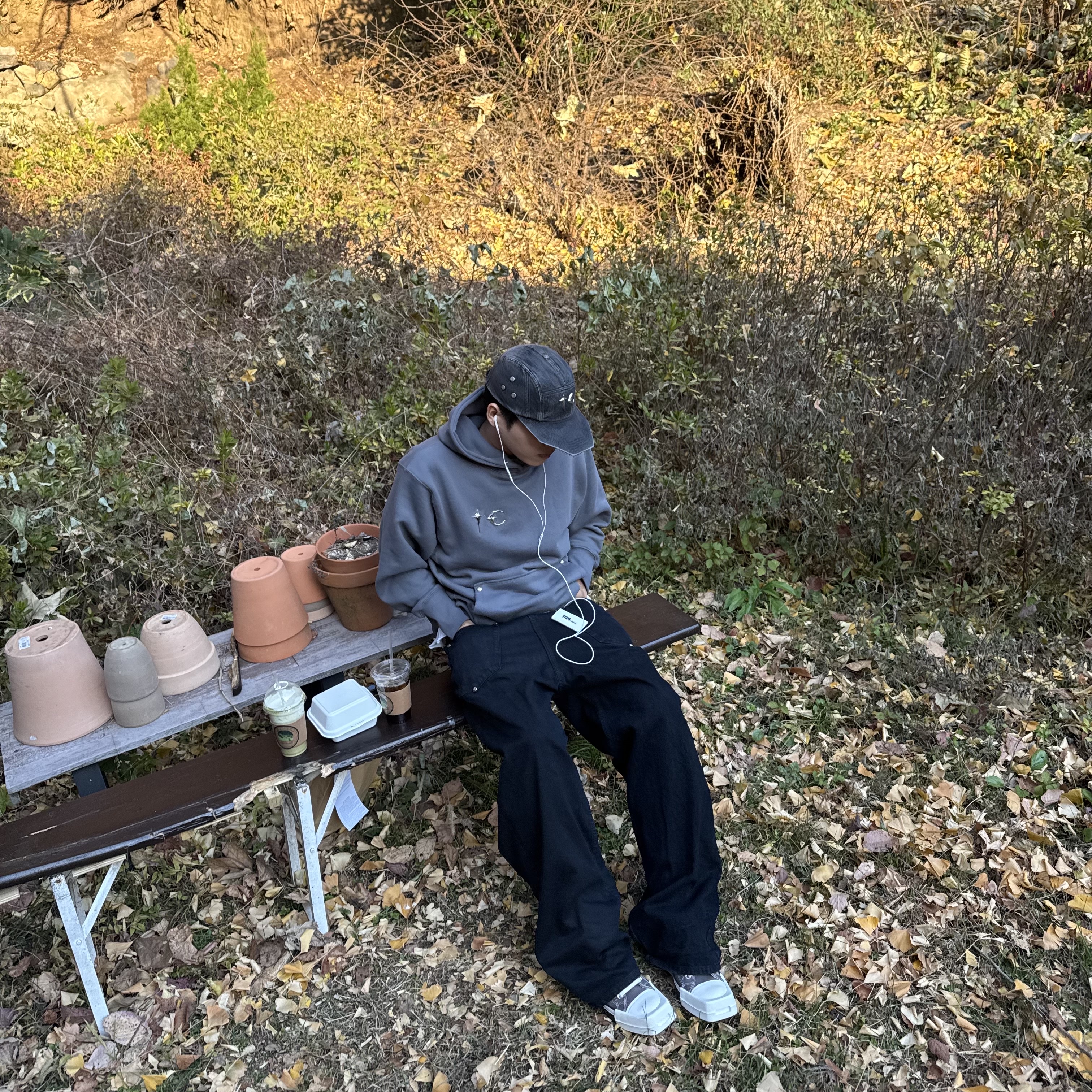 Thug Club Armor Hoodie Gray, Thug Club Tc Army Cap Denim - 24FW 착용 스타일 - 2
