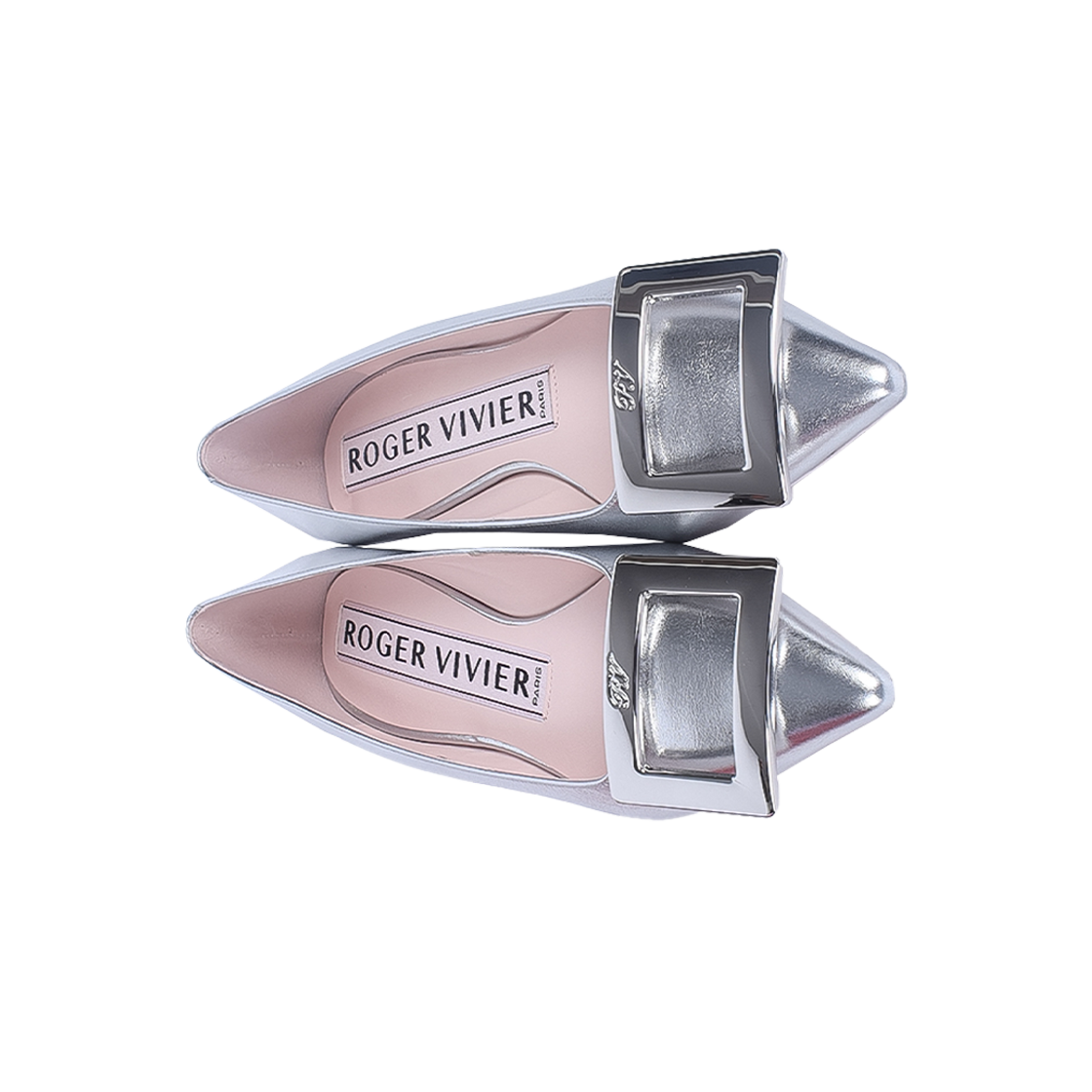 (W) 로저 비비에 고메틴 버클 발레리나 실버((W) Roger Vivier Gommettine Buckle Ballerinas Silver) - 2