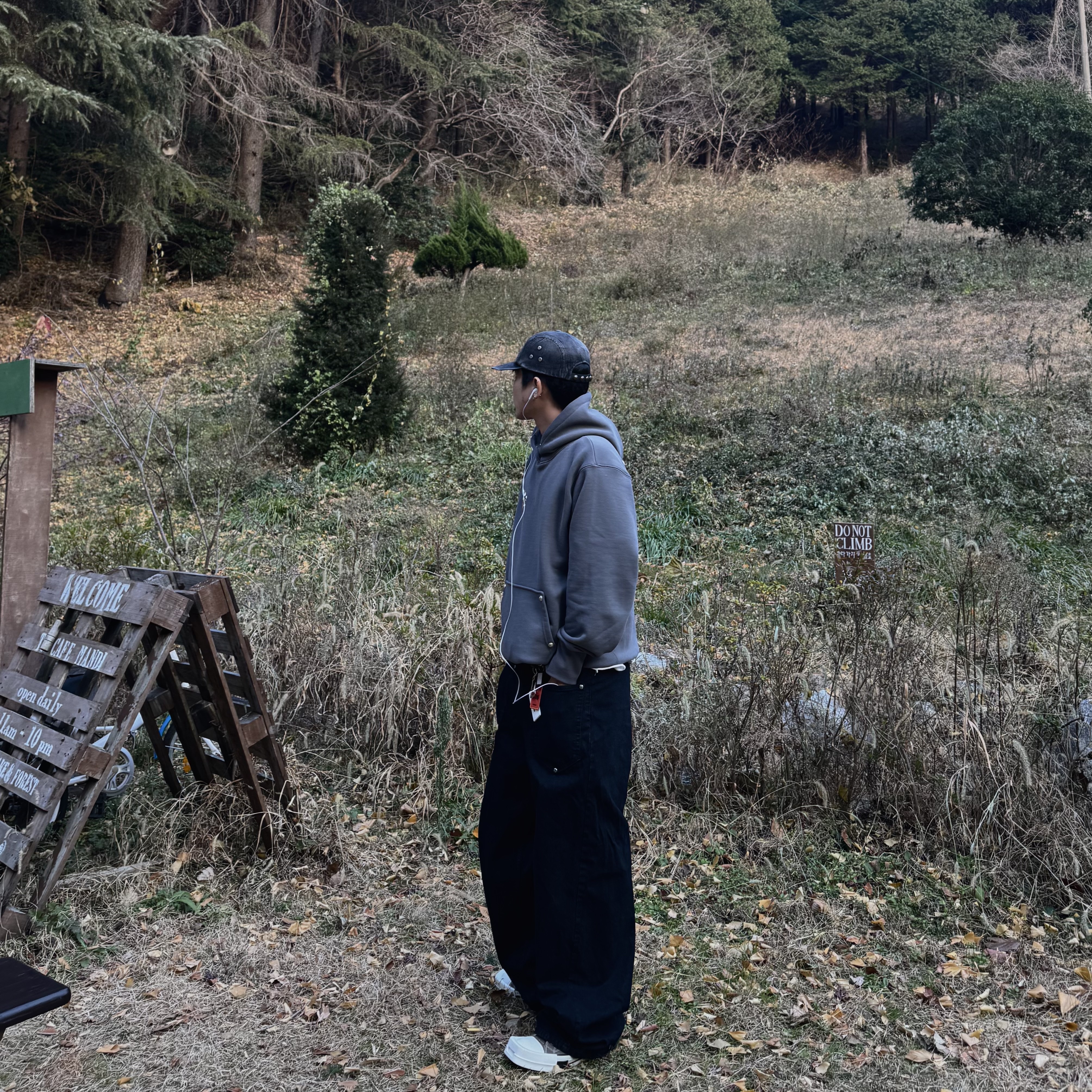 Thug Club Armor Hoodie Gray, Thug Club Tc Army Cap Denim - 24FW 착용 스타일 - 3