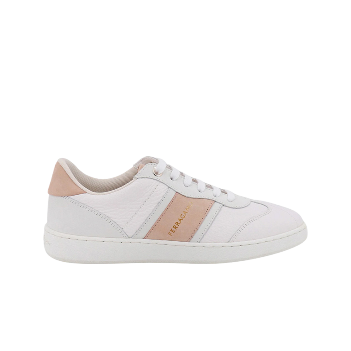 030418-762276 (W) Ferragamo Low Sneaker with Logo White Petal - M