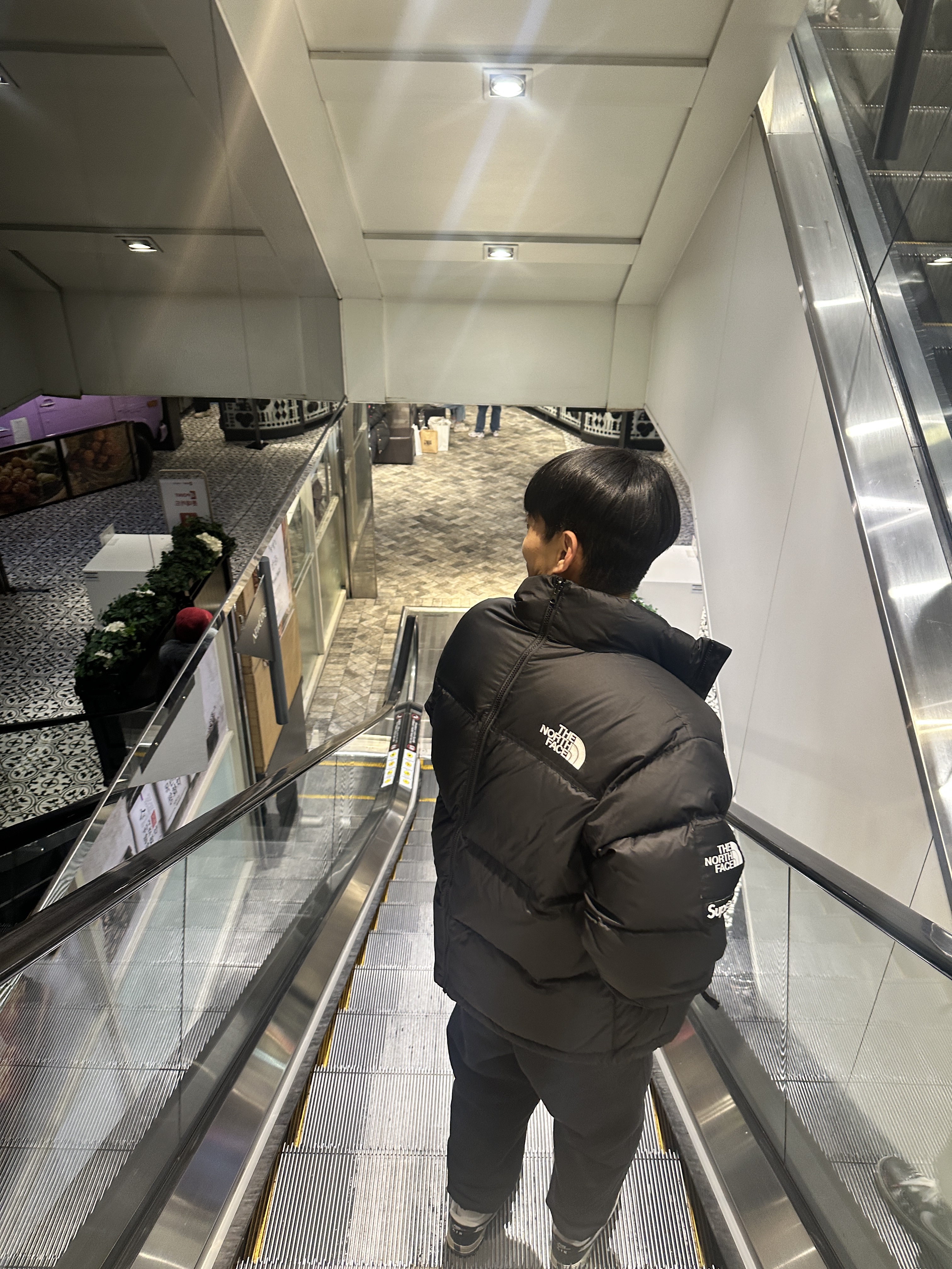 Supreme x The North Face Split Nuptse Jacket Black - 24SS 착용 스타일