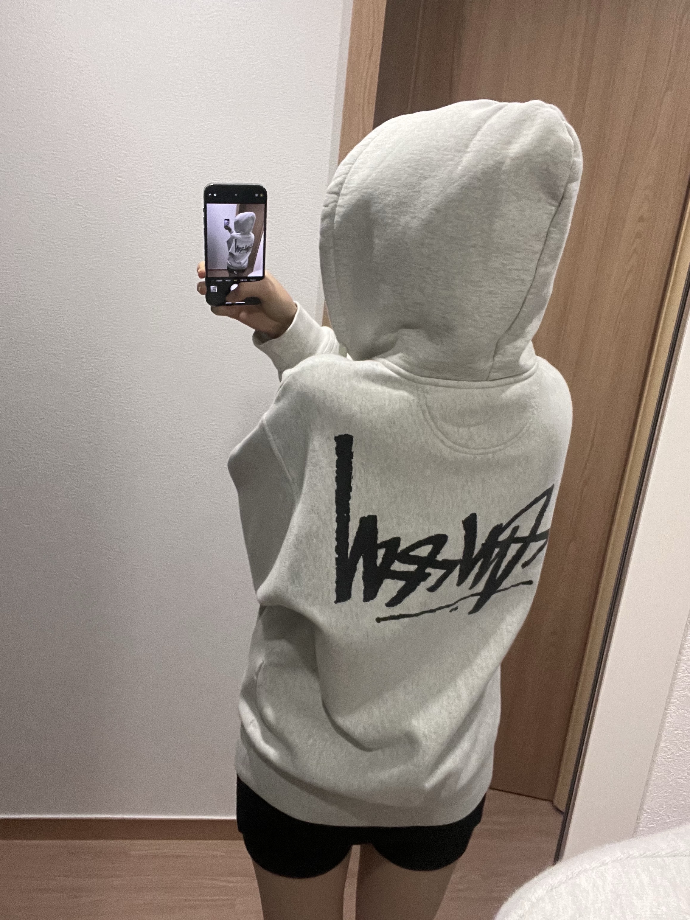 Stussy Flipped Zip Hoodie Ash Heather 착용 스타일 - 1