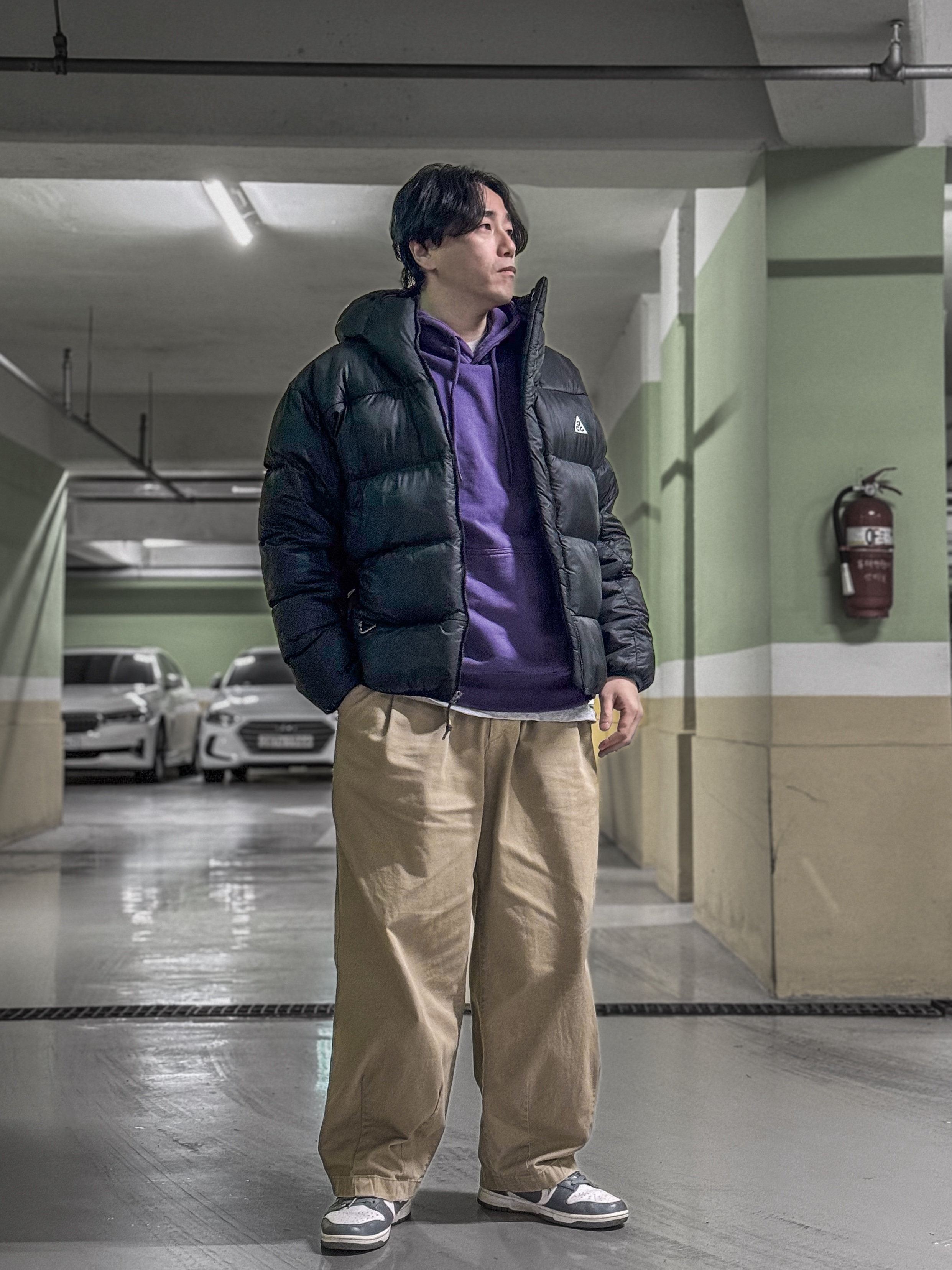 Nike ACG Therma-Fit ADV Lunar Lake Puffer Jacket Black - Asia, Palace P-3D Hood Purple - 21FW 착용 스타일