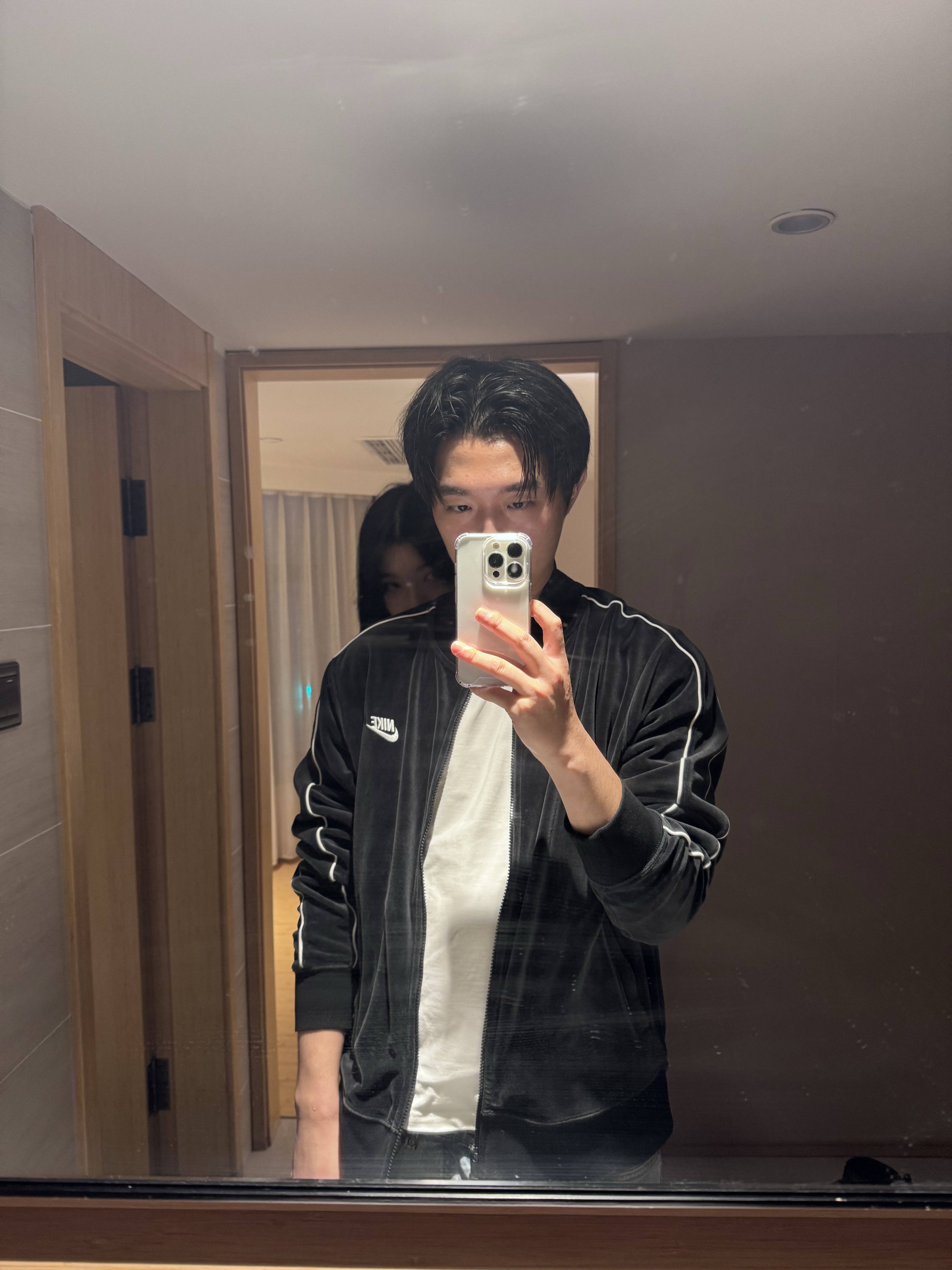 Nike NSW Velour Jacket Black White - Asia, Nike Air Force 1 '07 Low White 착용 스타일 - 5
