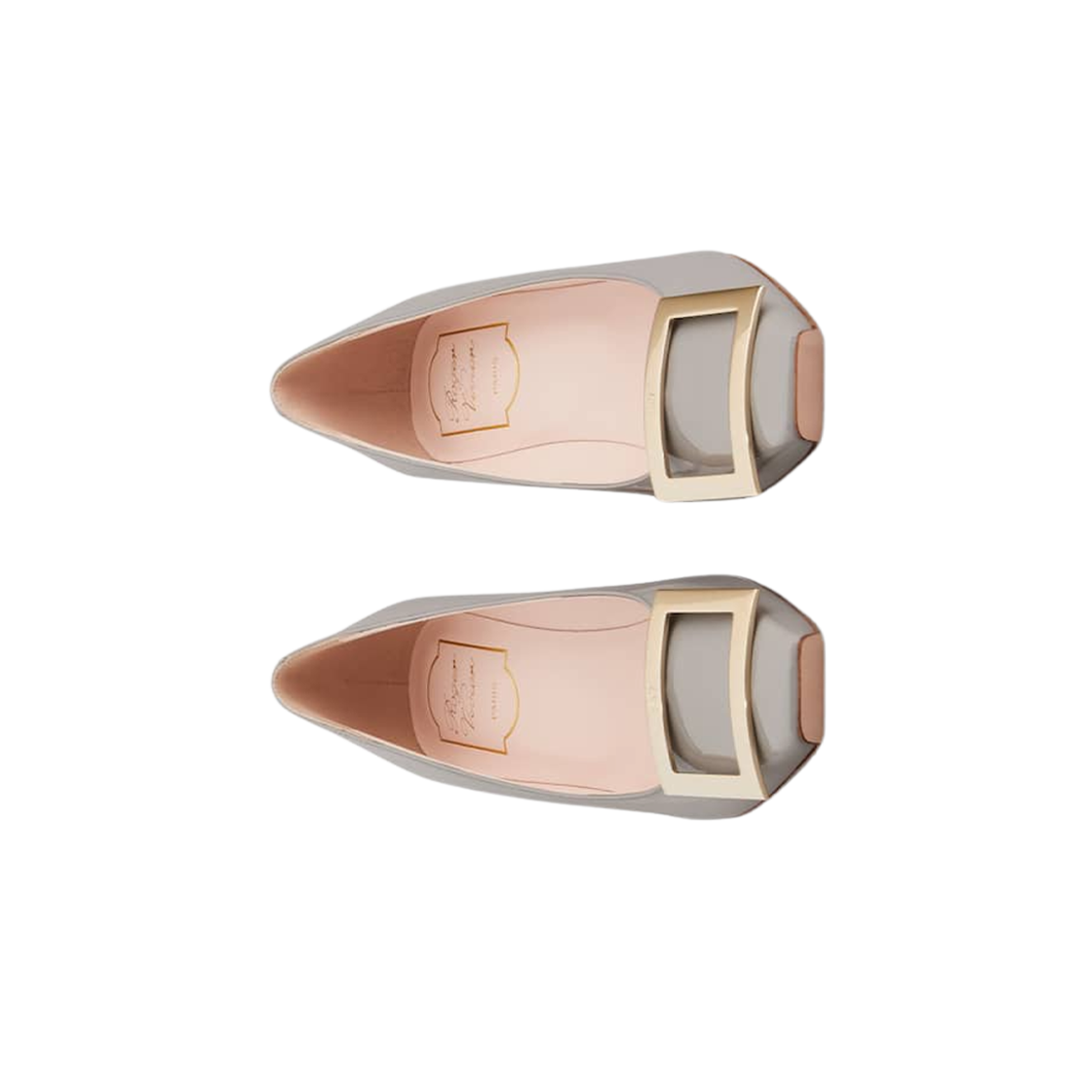 (W) 로저 비비에 트럼펫 메탈 버클 펌프스 페이턴트 레더 그레이((W) Roger Vivier Trompette Metal Buckle Pumps Patent Leather Grey) - 2