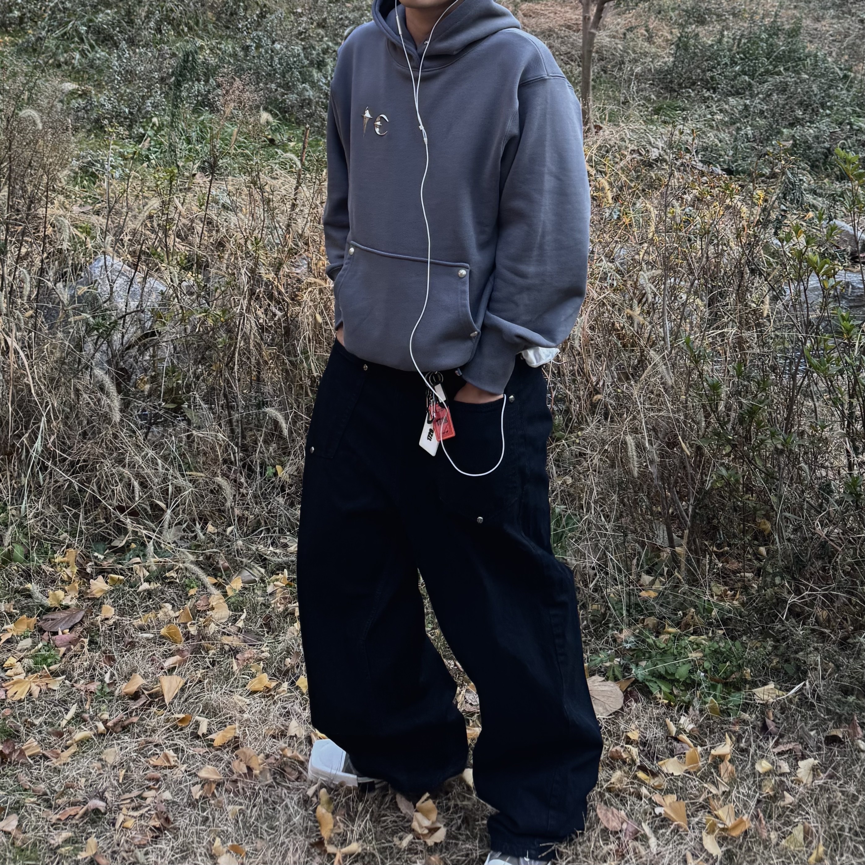 Thug Club Armor Hoodie Gray, Thug Club Tc Army Cap Denim - 24FW 착용 스타일 - 1