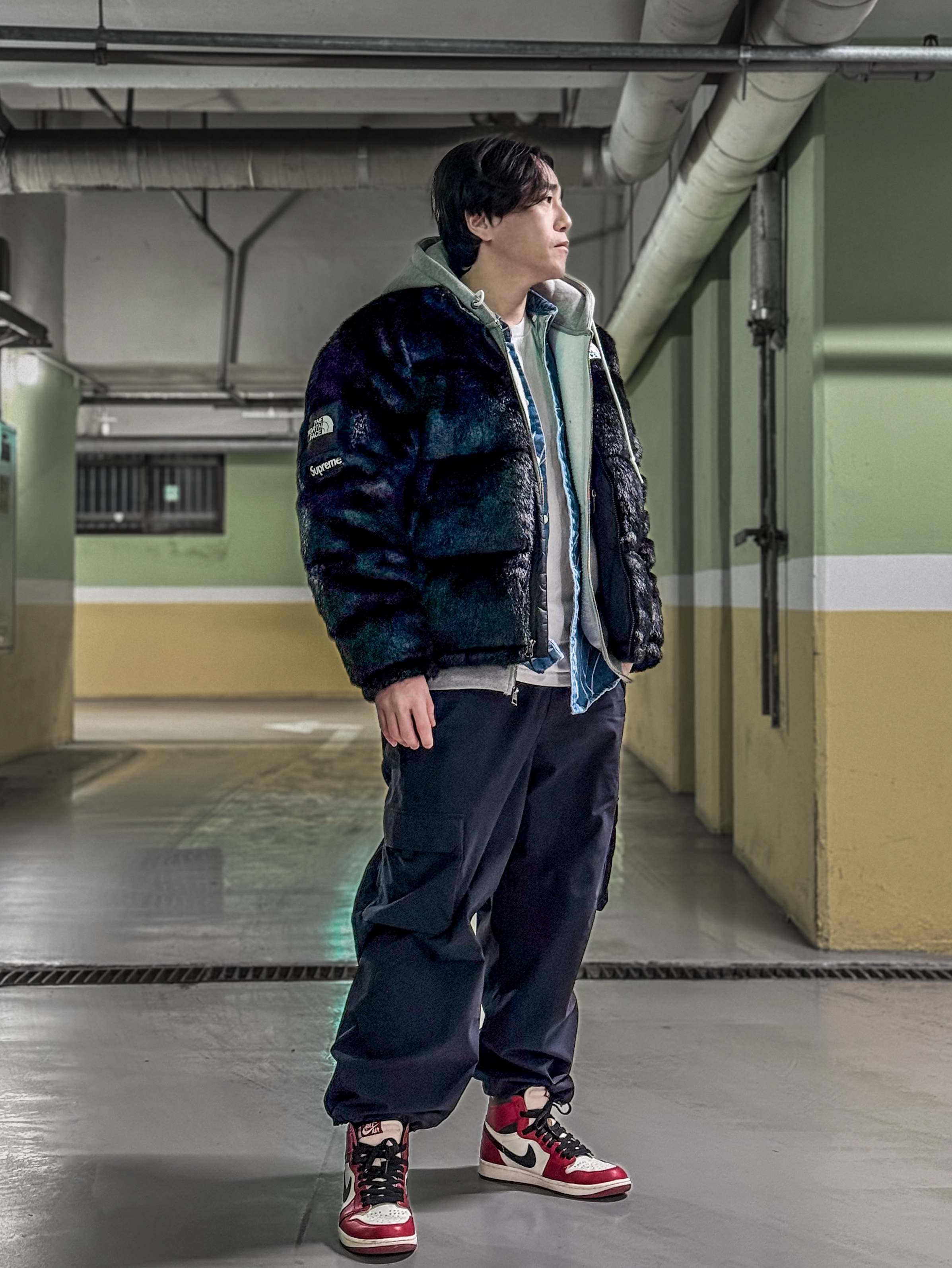 Supreme x The North Face Faux Fur Nuptse Jacket Black - 20FW, Nike NRG Solo Swoosh Full Zip Hoodie Dark Grey Heather - Asia 착용 스타일