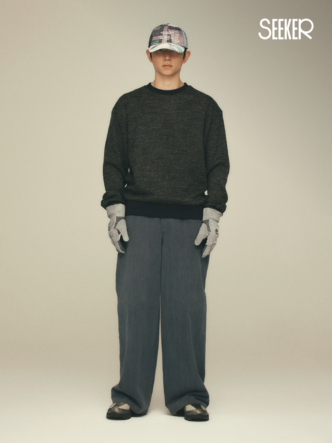SEEN Hi-Neck Knit Long Sleeve Colour, SEEN Printing More Snap Shirts Landscape 착용 스타일 - 8