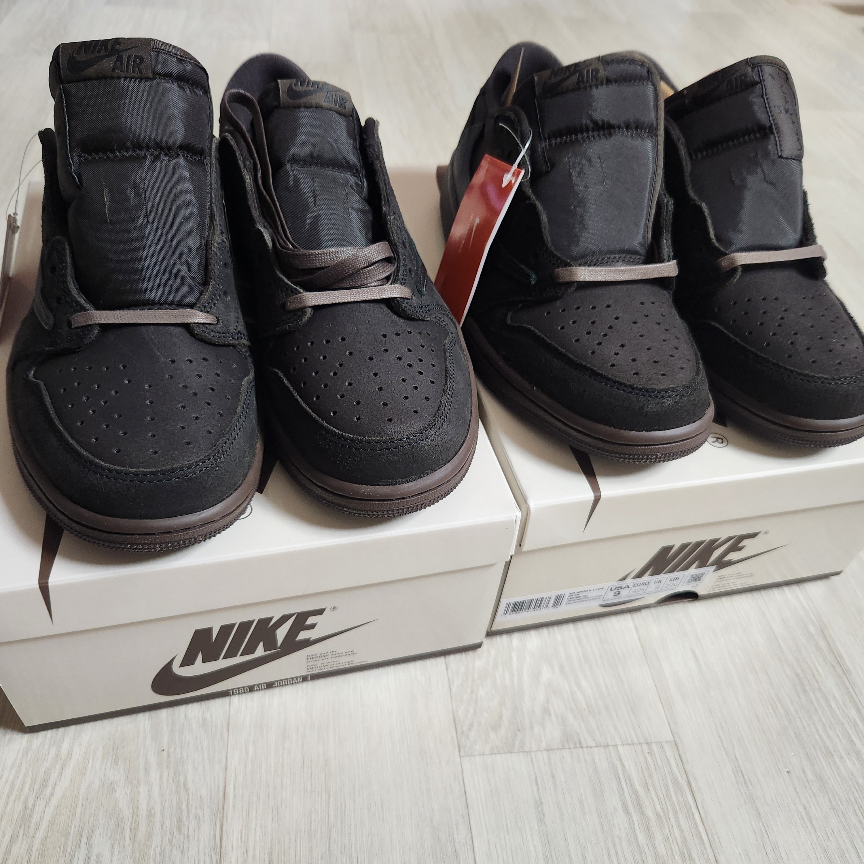 Jordan 1 x Travis Scott Retro Low OG SP Velvet Brown and Dark Mocha 착용 스타일 - 2