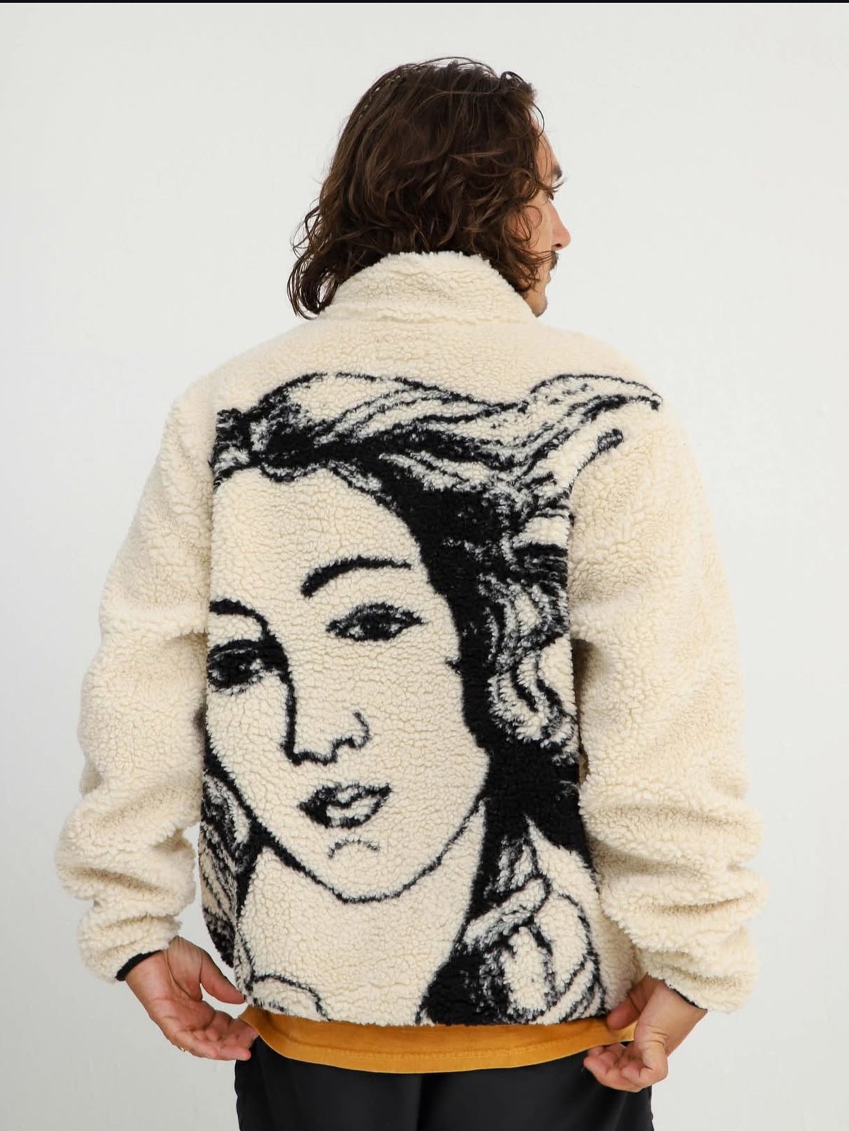 Stussy Venus Jacquard Sherpa Jacket Natural 착용 스타일 - 6