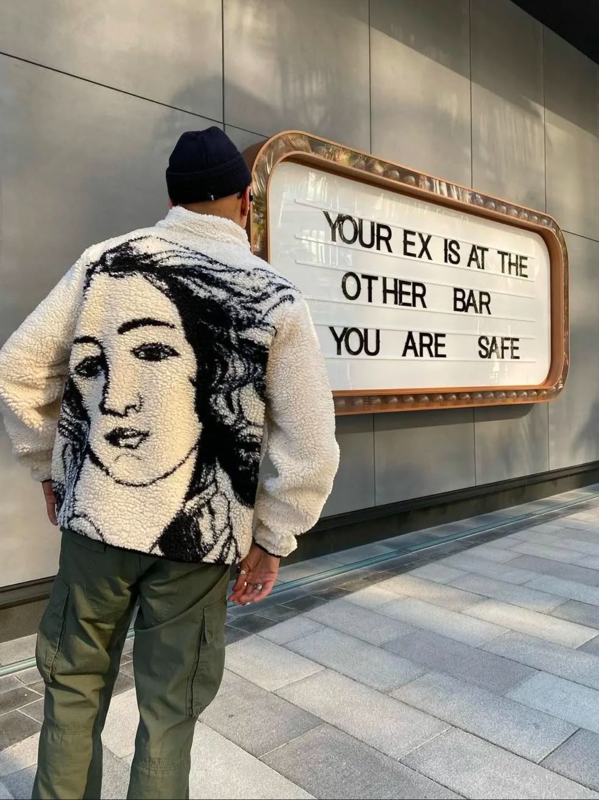 Stussy Venus Jacquard Sherpa Jacket Natural 착용 스타일 - 9