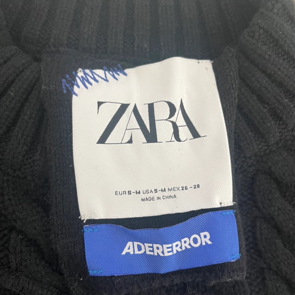 Zara x Ader Error Patchwork Oversize Knit Sweater Black 착용 스타일