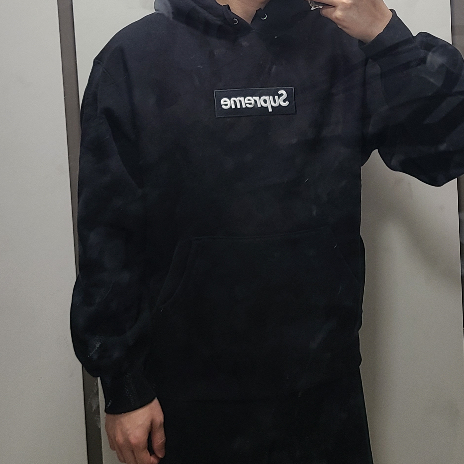 Supreme Box Logo Hooded Sweatshirt Black - 24FW 착용 스타일