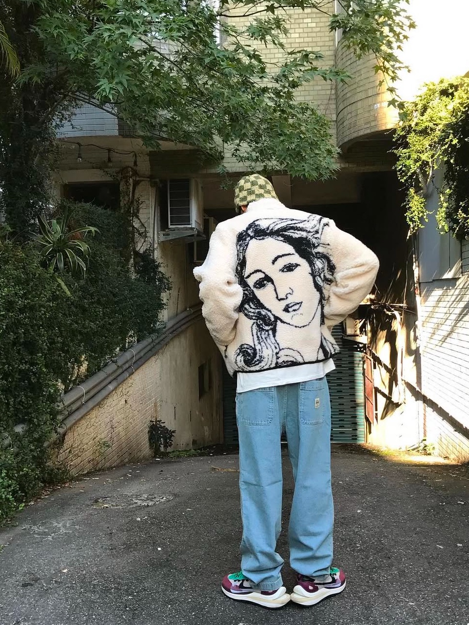 Stussy Venus Jacquard Sherpa Jacket Natural 착용 스타일 - 7
