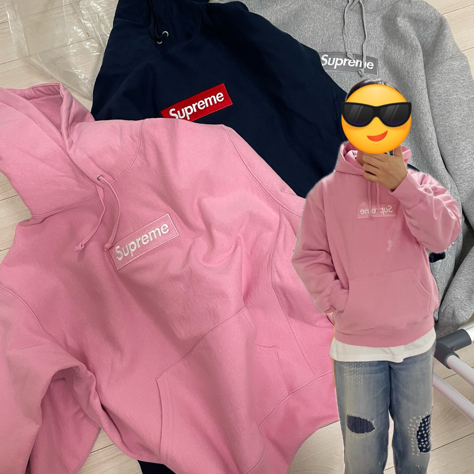 Supreme Box Logo Hooded Sweatshirt Dusty Pink - 24FW 착용 스타일
