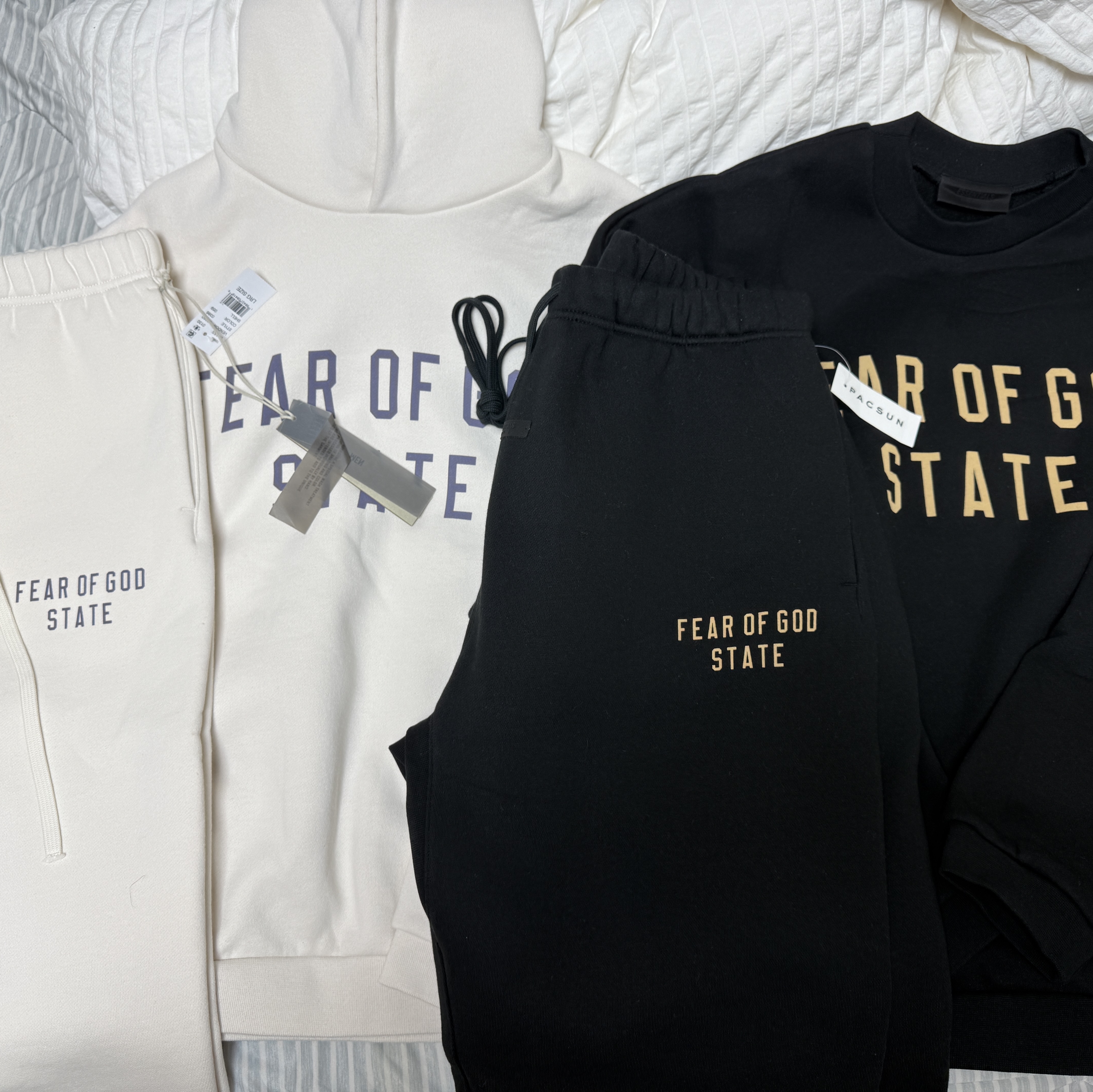 Essentials Fleece State Hoodie Shell - 24FW, Essentials Fleece Essential State Sweatpant Black - 24FW 착용 스타일