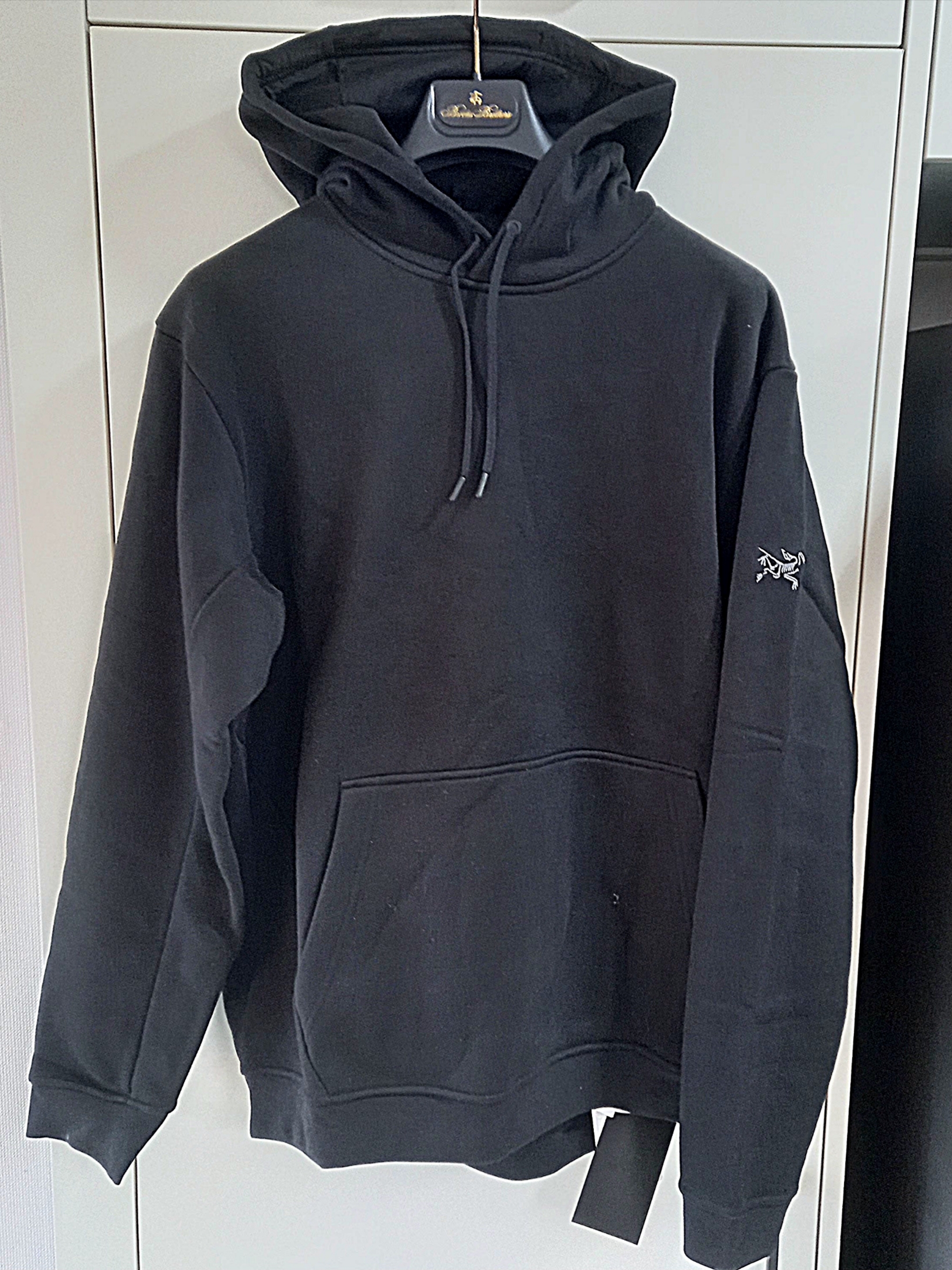 Arc'teryx Emblem Fleece Hoody Black 착용 스타일 - 1