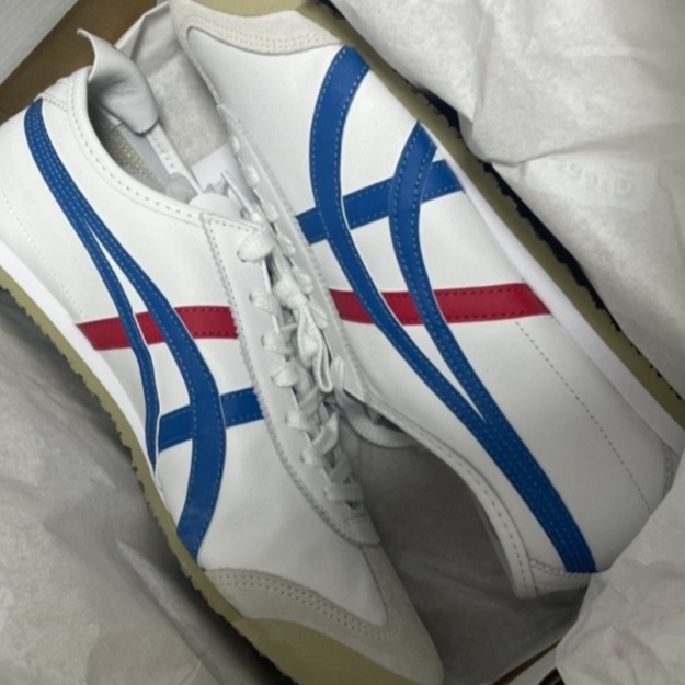 Onitsuka Tiger Mexico 66 Vintage White Directoire Blue 착용 스타일