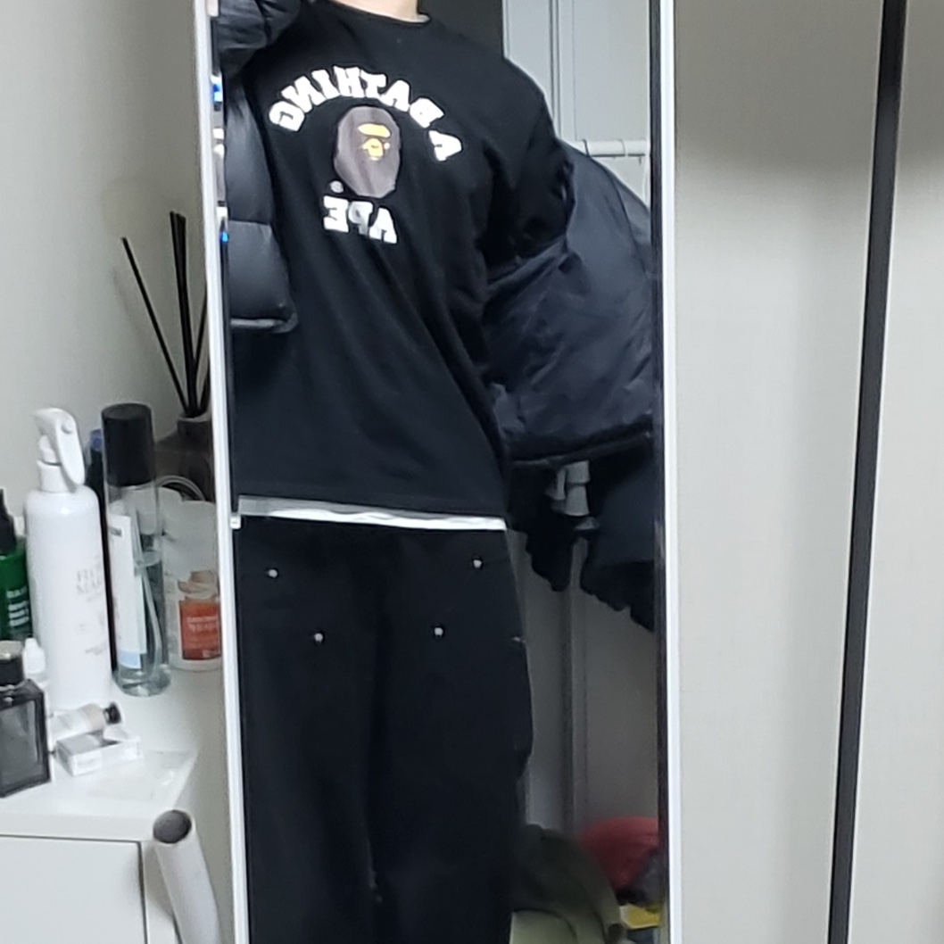 BAPE College L/S T-Shirt Black 착용 스타일