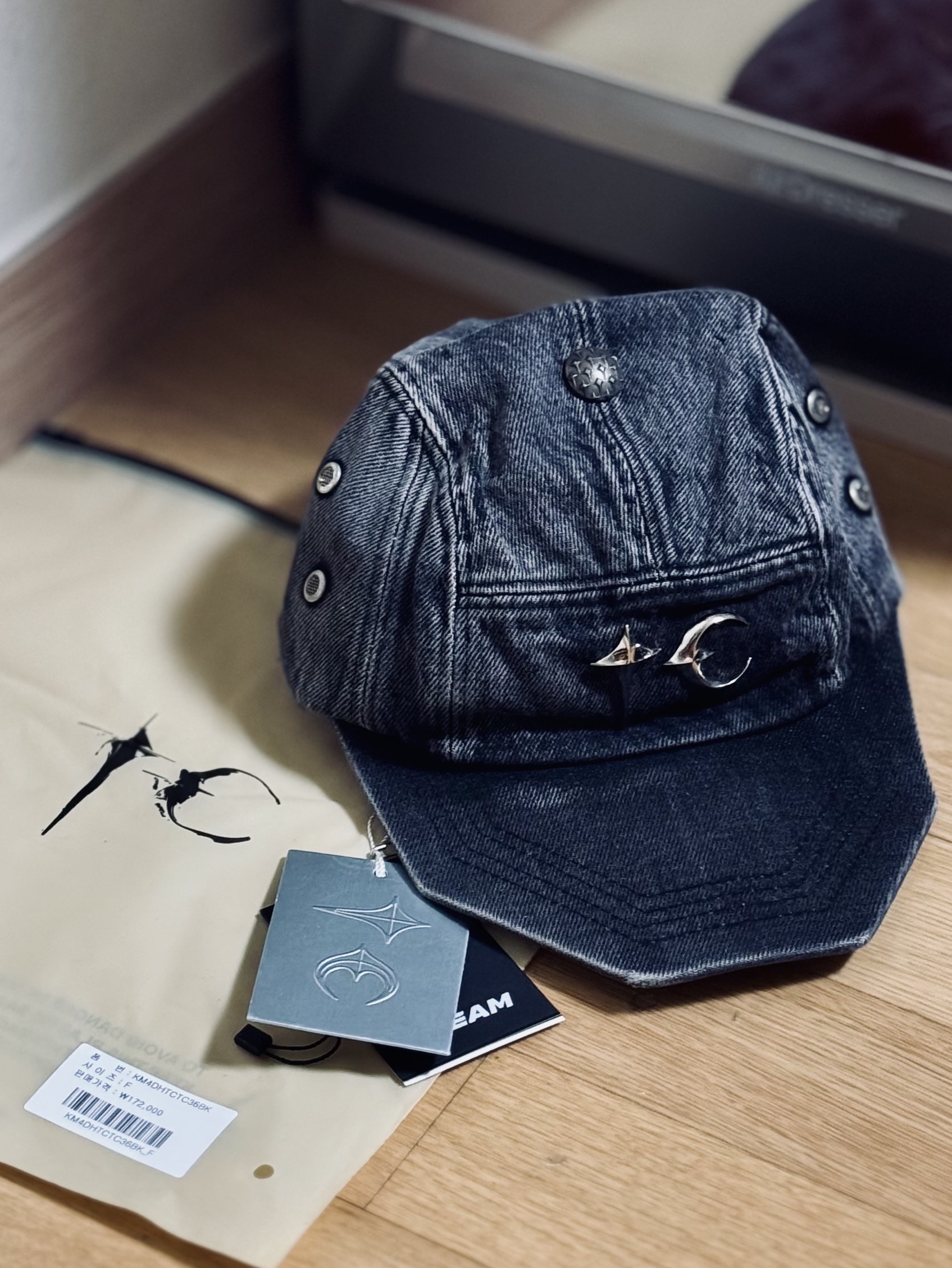 Thug Club Tc Army Cap Denim - 24FW, Thug Club Bio Army Cap Camo 착용 스타일
