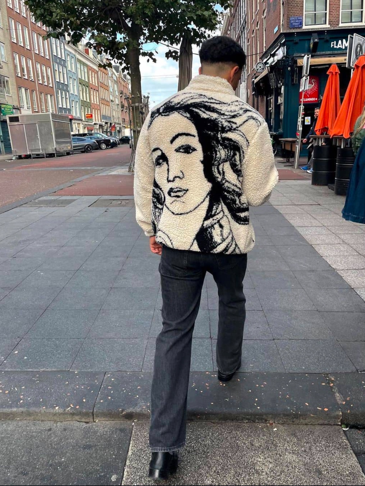 Stussy Venus Jacquard Sherpa Jacket Natural 착용 스타일 - 4