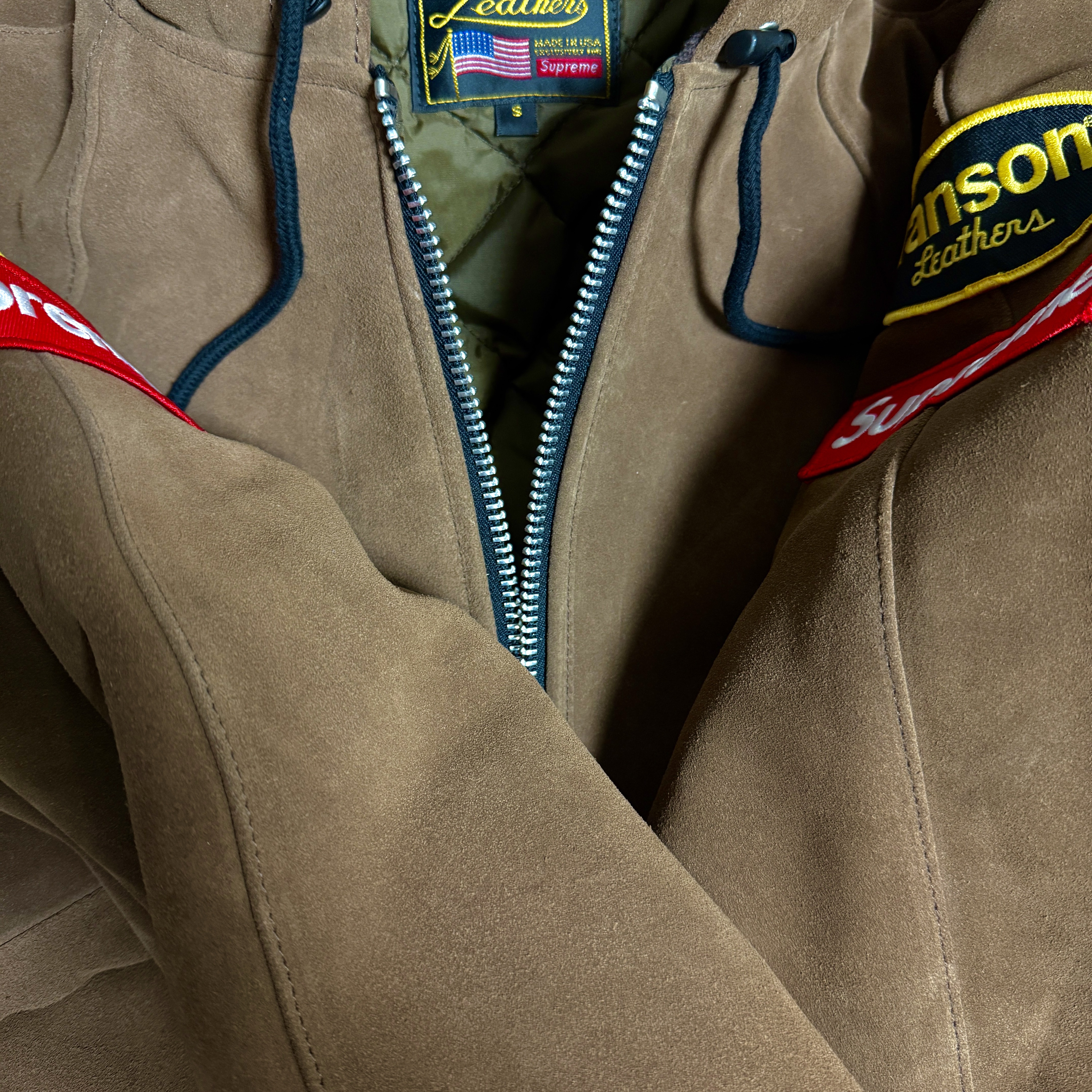 Supreme x Vanson Leathers Hooded Work Jacket Suede - 24FW 착용 스타일