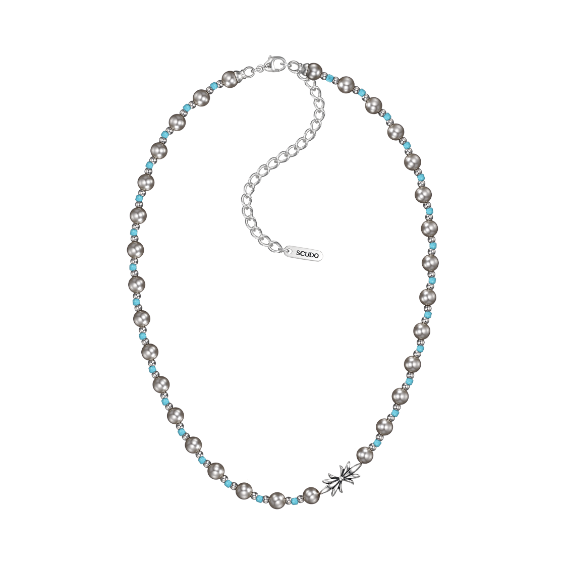 SBP.20B Scudo Dust Grey Pearl Blue Necklace