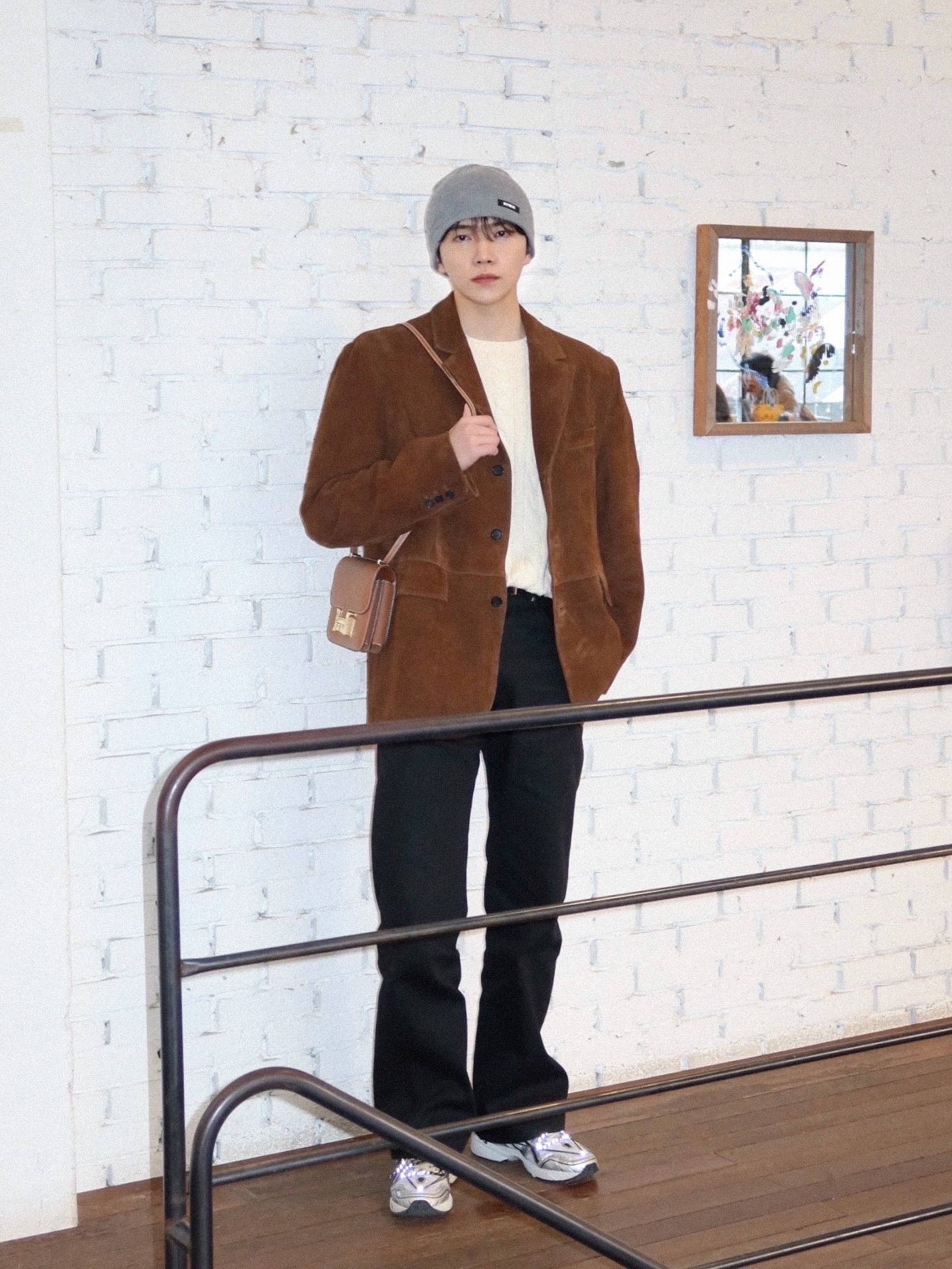 Tonywack Suede Tailored Jacket Camel, Polo Ralph Lauren Cable Knit Cotton Sweater Natural 착용 스타일 - 8