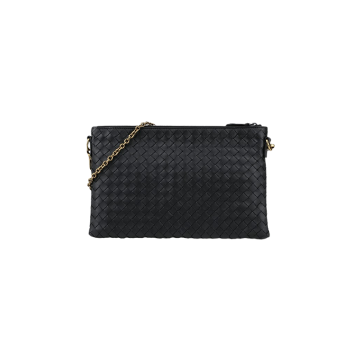 Bottega Veneta Intrecciato Chain Clutch Bag Black