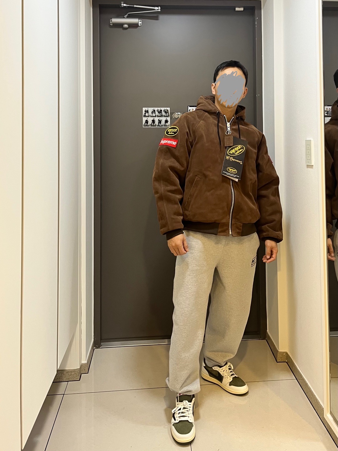 Supreme x Vanson Leathers Hooded Work Jacket Suede - 24FW 착용 스타일