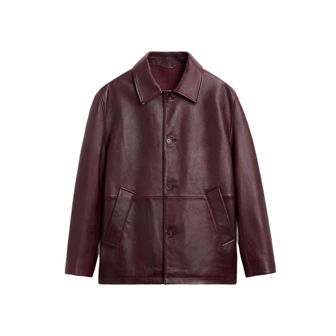 자라 빈티지 이펙트 레더 자켓 버건디 | Zara | KREAM