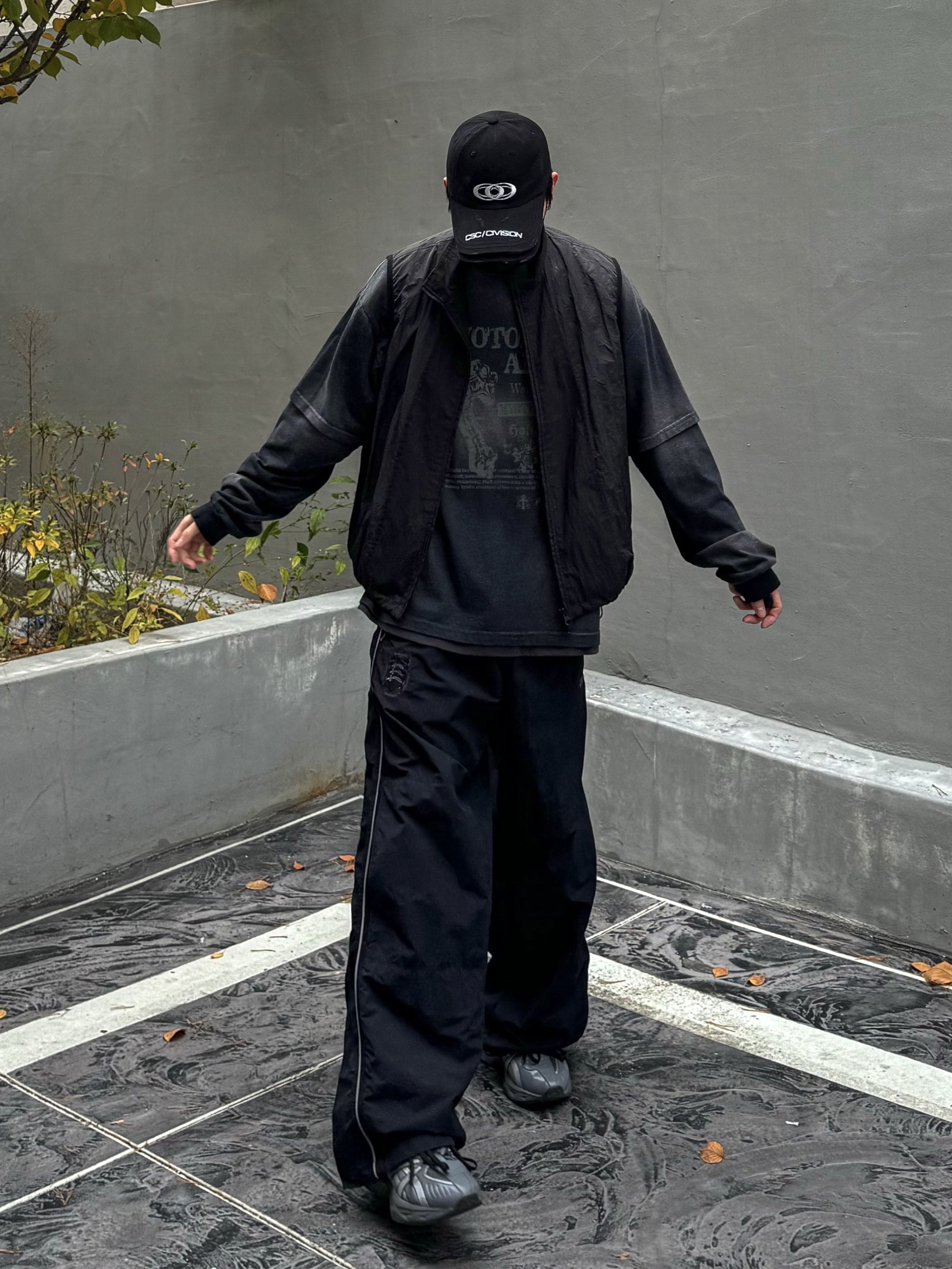 Civision by CSC Double Brim Cap Black, Flavorism Fiction Layered Long Sleeve (TT0084) Black 착용 스타일
