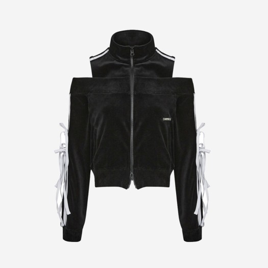 NK3FOT01 Notknowing Velour Ribbon Track Top Black